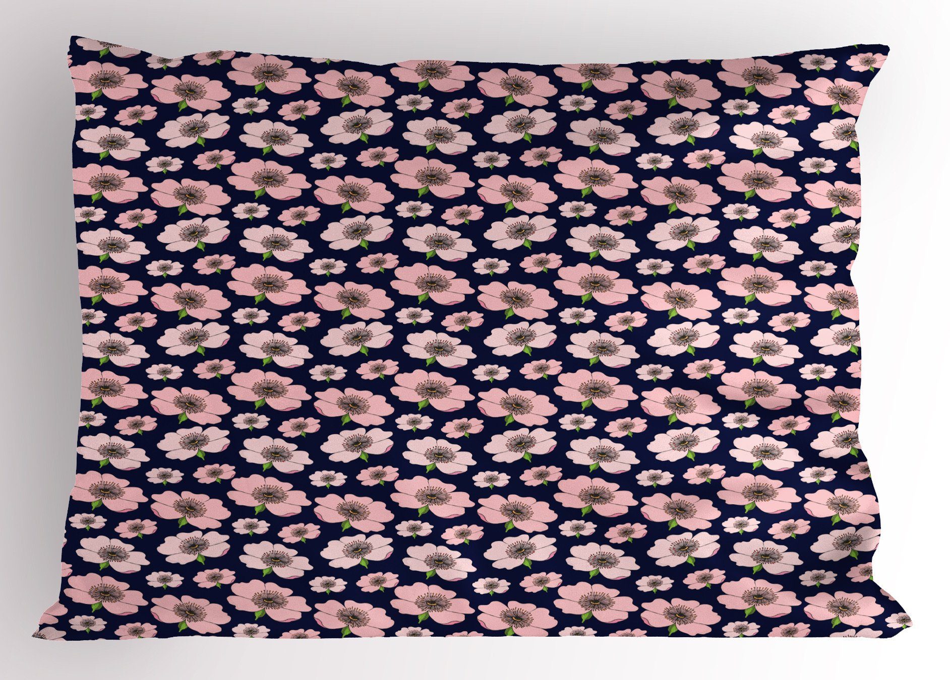 Kissenbezüge Dekorativer Standard King Size Gedruckter Kissenbezug, Abakuhaus (1 Stück), Blumen Hund Rose Pastellrosa-Blume