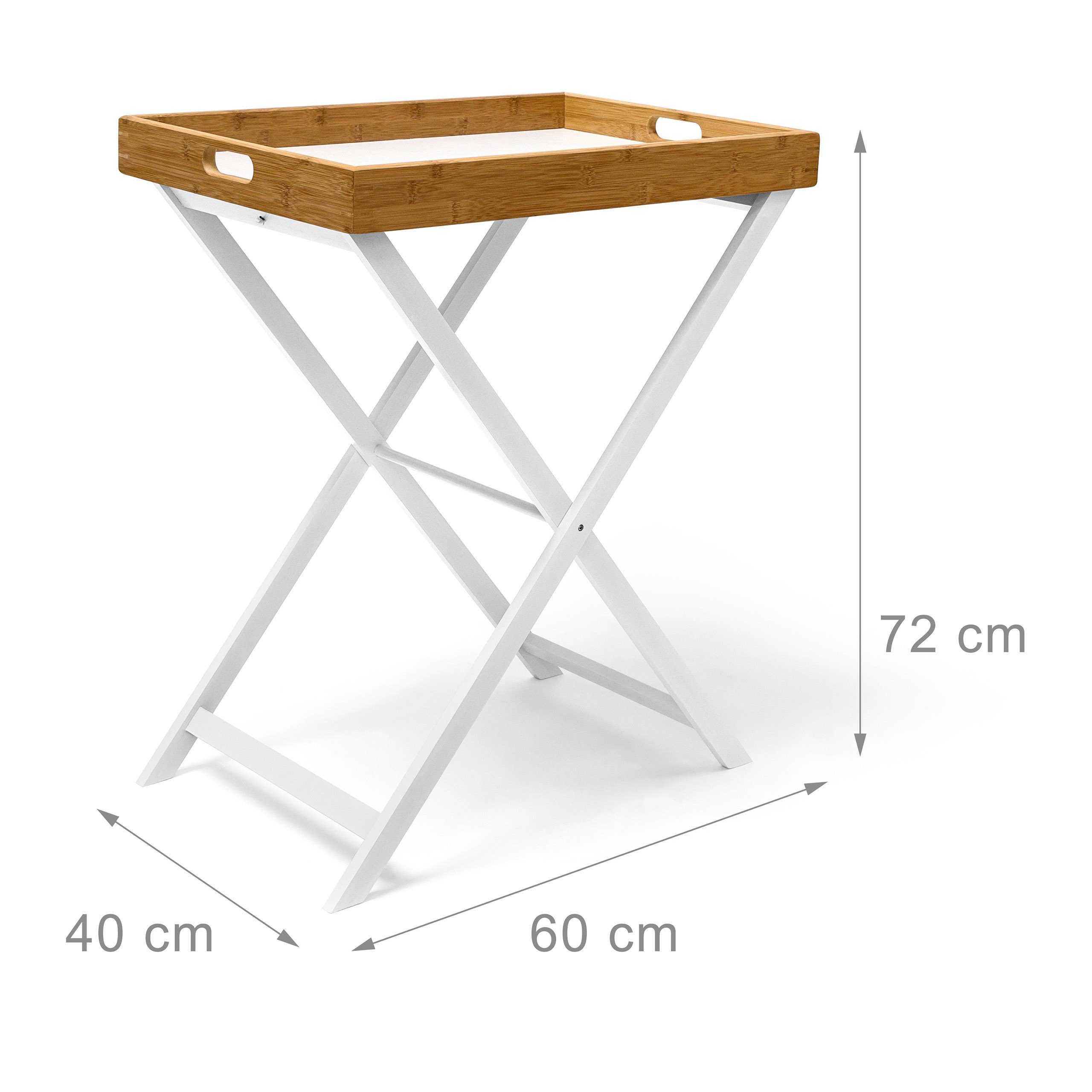 relaxdays Tabletttisch Holz & Bambus 72 cm (2-St) – Bild 4 von 5