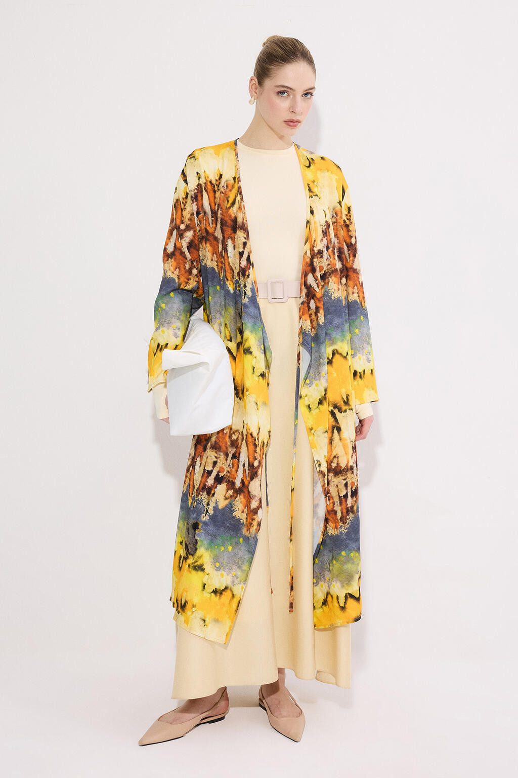 touche prive Maxikleid ZWEIREIHIGER KIMONO MIT GEMUSTER