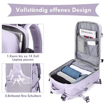 Vicbuy Reiserucksack 45L Supergroßer Handgepäck mit USB-Ladeanschluss, für 14 Zoll Laptop (mit Schulfach, Wasserdicht Wandern Outdoor-Sport Lässiger Tagesrucksack Schultasche), Rucksack Herren Damen Reiserucksack, Flugzeug genehmigt