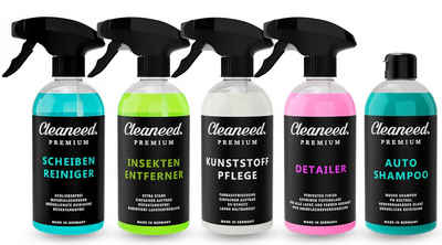 Cleaneed Cleaneed Premium Starterset Auto-Reinigungsmittel (Ideales Einsteiger Autopflege Set, [5-St. Alles für die Reinigung und Pflege deines Autos Auto Waschset, Auto Putz Set, Autoreinigung Auto-Reinigungsmittel)
