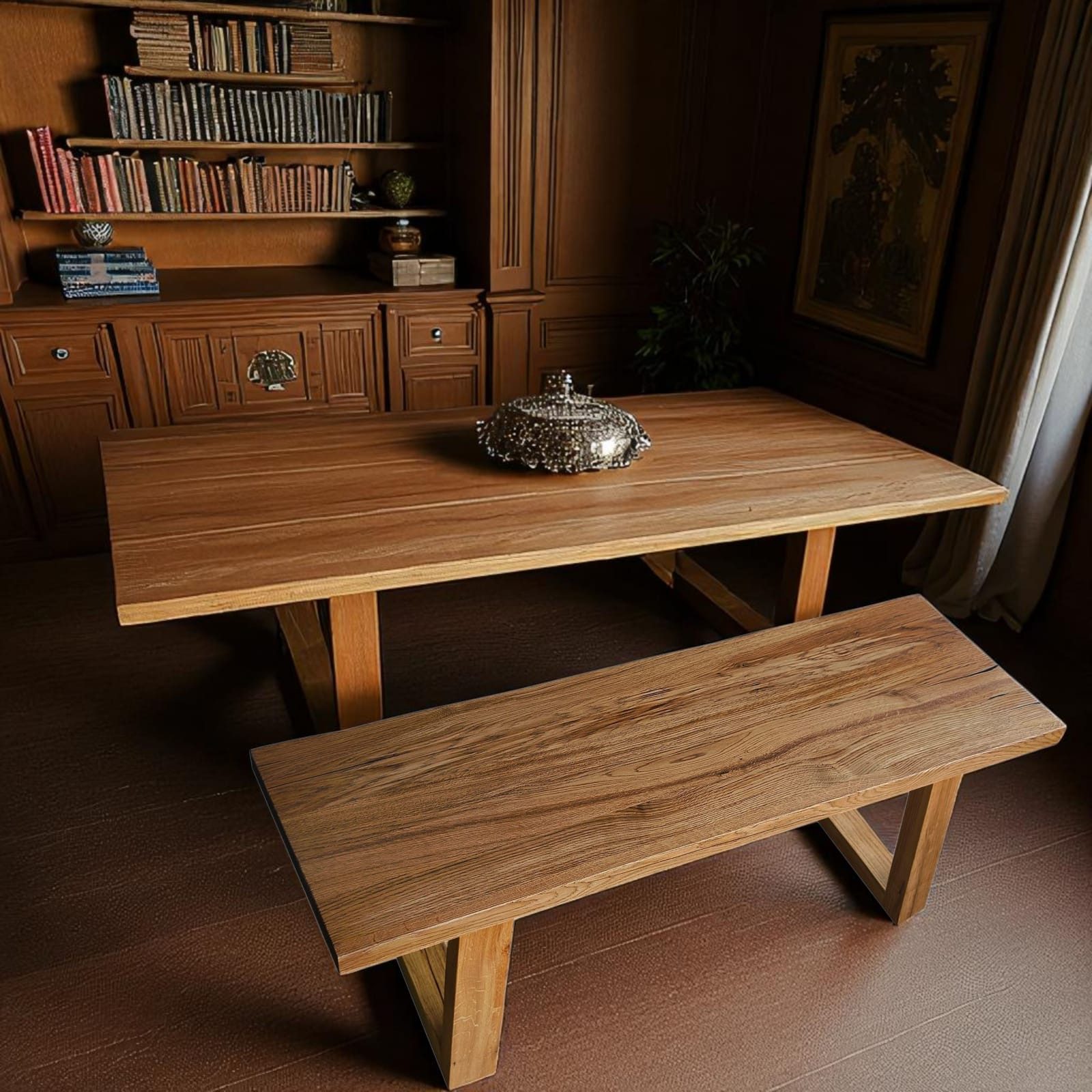 DaoWood Sitzbank Vintage Stil Holzbank Sitzbank Eiche Holz Bank Handarbeit Massivholz