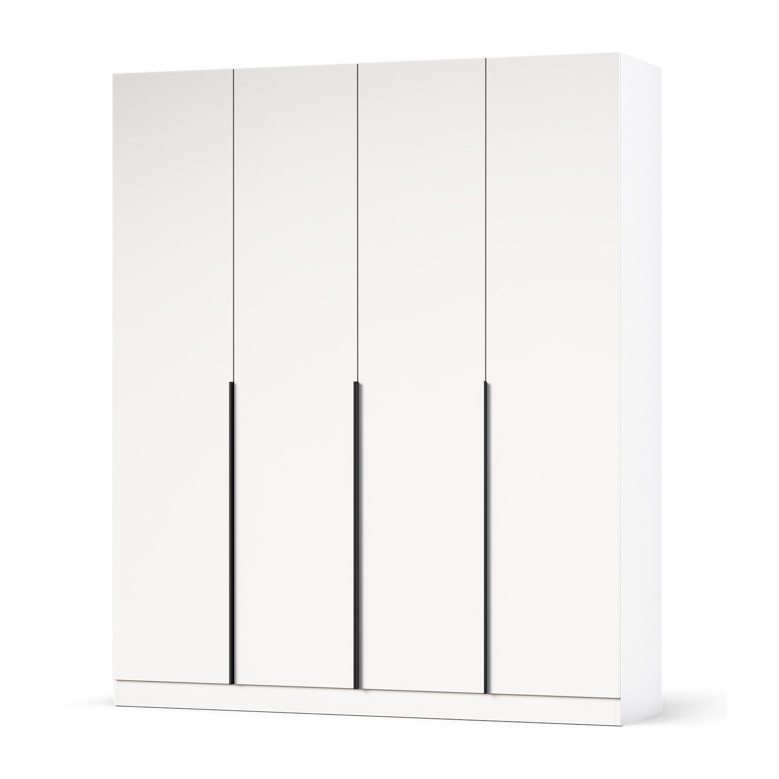 HAUSELEMENT Kleiderschrank FINN 200 x 240 x 53 Weiß 4 Türen mit SoftClose Drehtürenschrank Schrank Modern