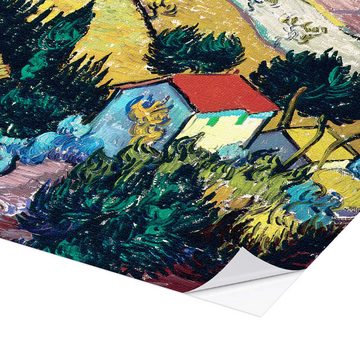 Posterlounge Wandfolie Vincent van Gogh, Landschaft mit Haus und Pflüger, Wohnzimmer Malerei