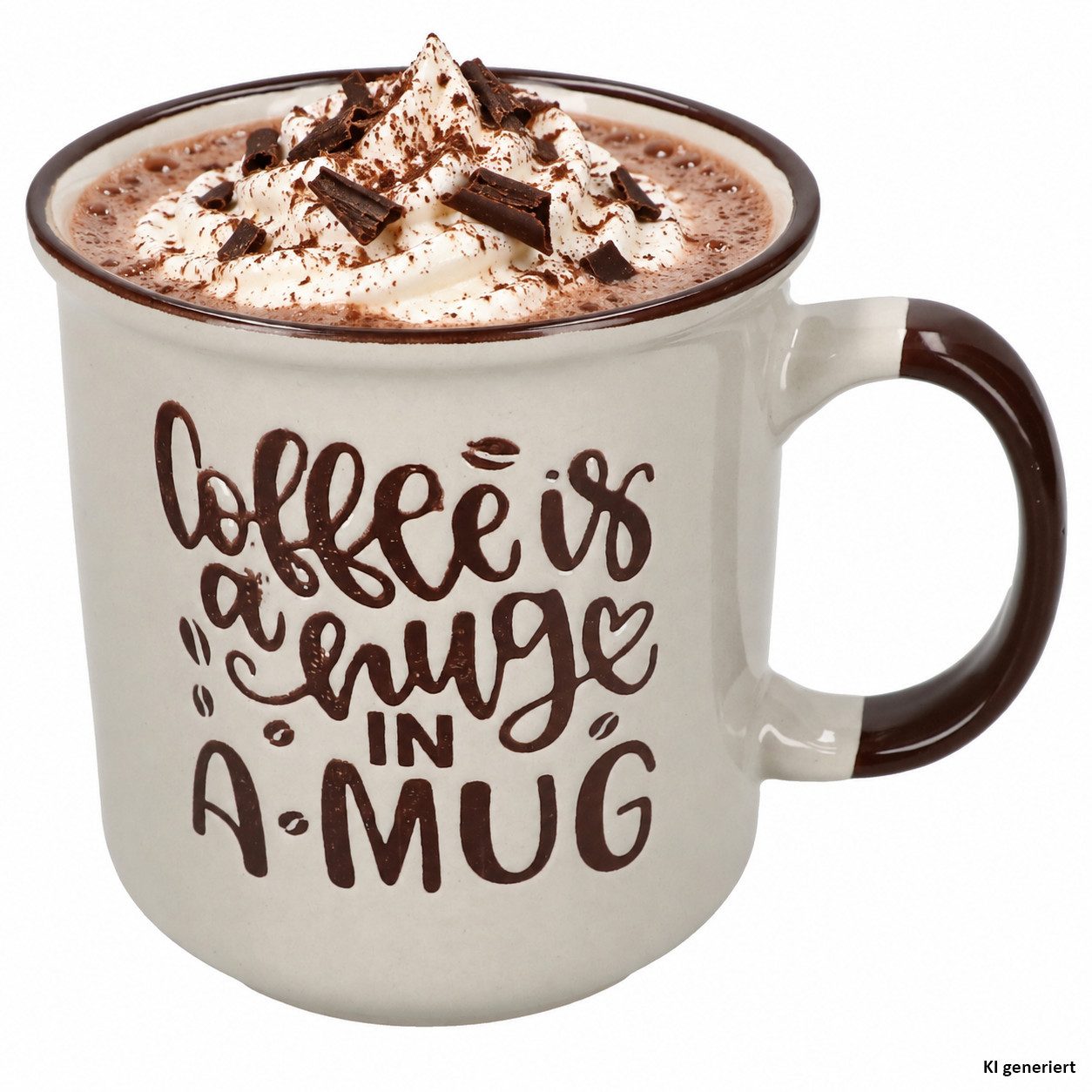 MamboCat Becher Kaffeebecher XL 500ml Jumbobecher Steingut Hellgrau Kaffee Spruch, Steingut