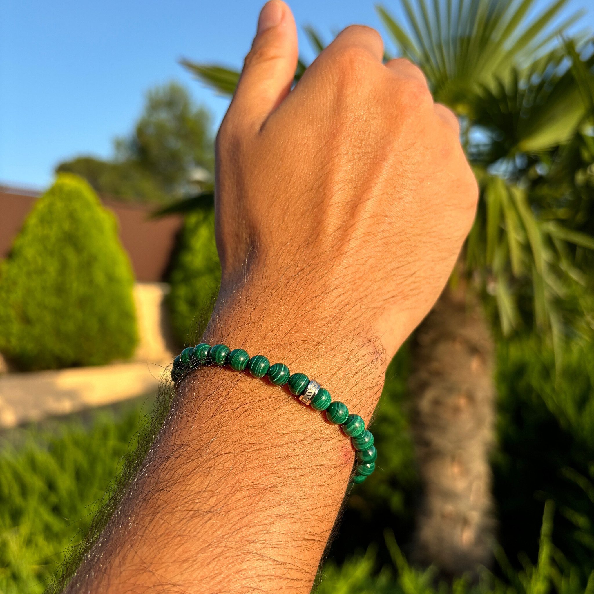 LAVISA Armband Armband 6mm Echte Edelstein Perlen, Kristalle, Heilsteine, Onesize, Echte Edelsteine, Rostfreies Edelstahl, Wasserfest