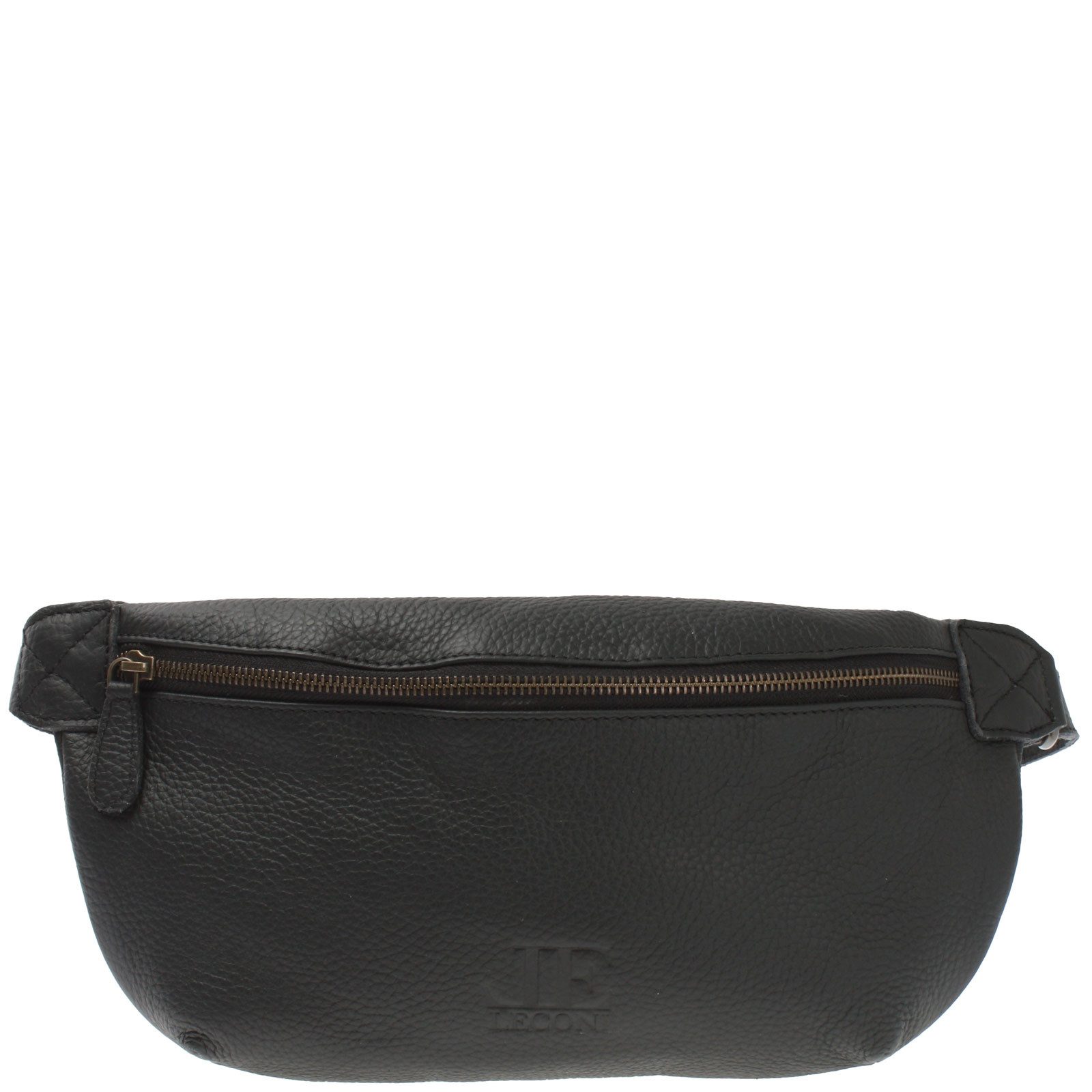 LECONI Bauchtasche groß Umhängetasche Crossbody Ledertasche Damen Herren Leder LE3088, genarbtes Büffelleder – flexibler Trageriemen – 32 × 17 × 8 cm
