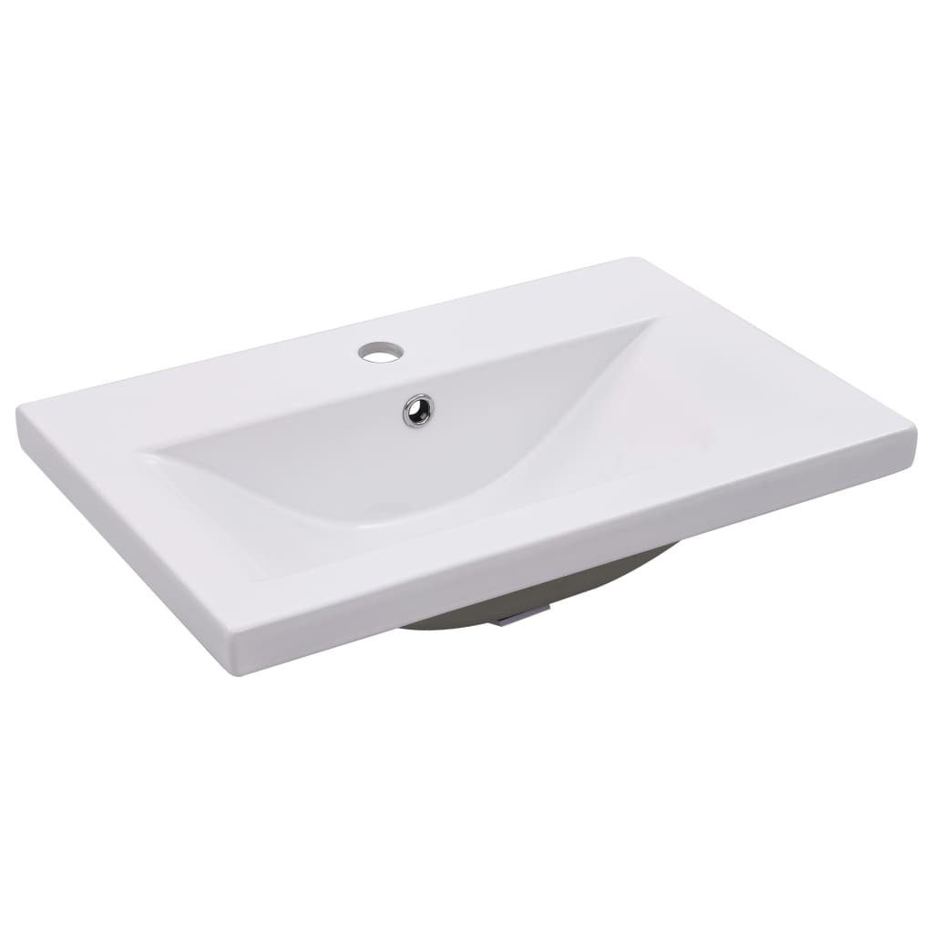 Weiß Waschbeckenunterschrank Holzwerkstoff vidaXL mit (1-St) Einbaubecken Badezimmerspiegelschrank