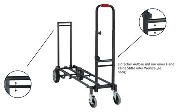 Stagecaptain Transportroller Transportwagen - Sackkarre - Länge: 84 bis 126,5 cm - Höhe: 116 cm - Antirutschband auf Ladefläche - Belastbarkeit: max. 150 kg - Gewicht: 13,8 kg - schwarz