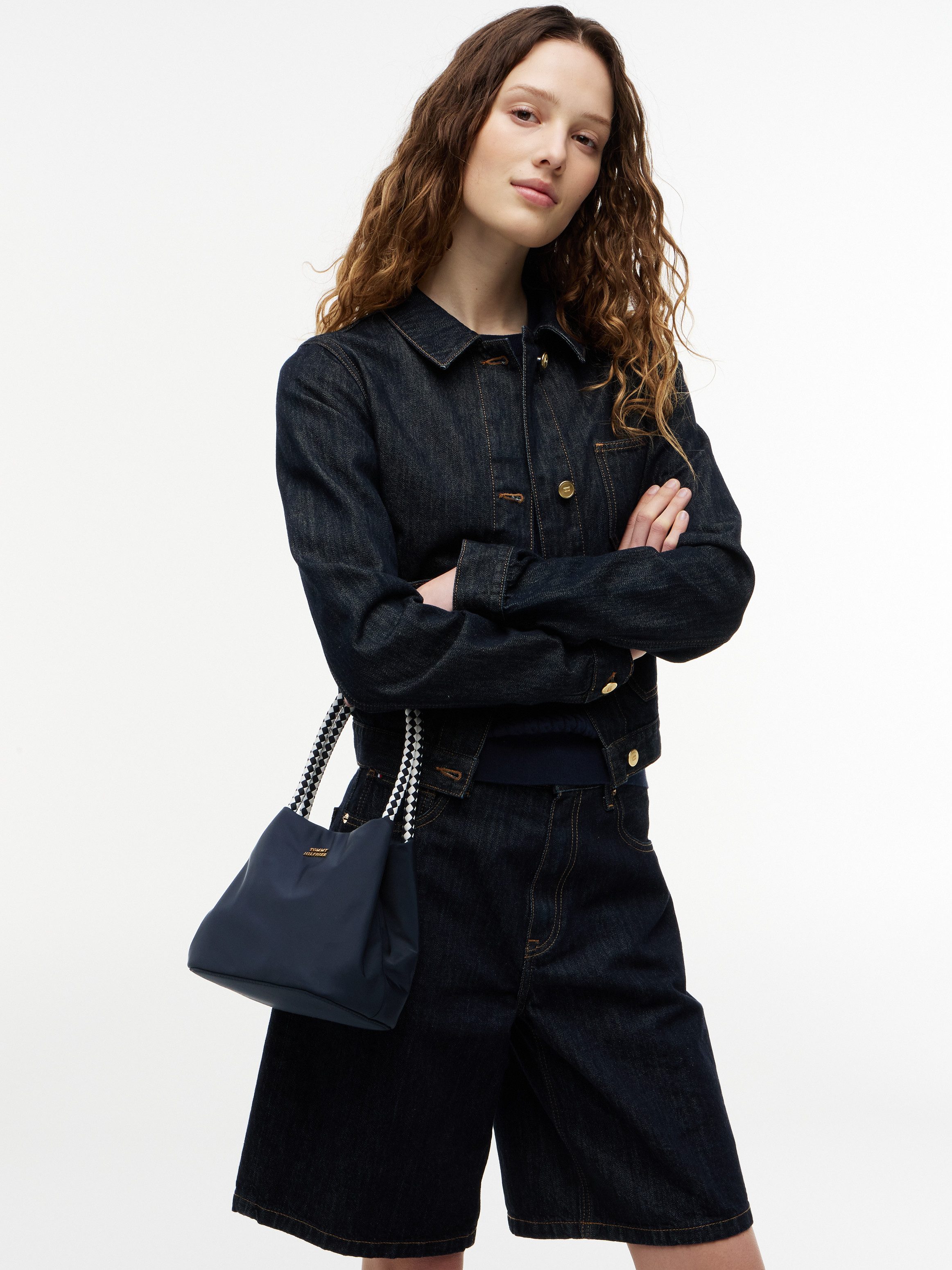 Tommy Hilfiger Handtasche TH MARINA BUCKET NYLON, Damen Tragetasche, Umhängetasche, Schultertasche mit Logoschriftzug
