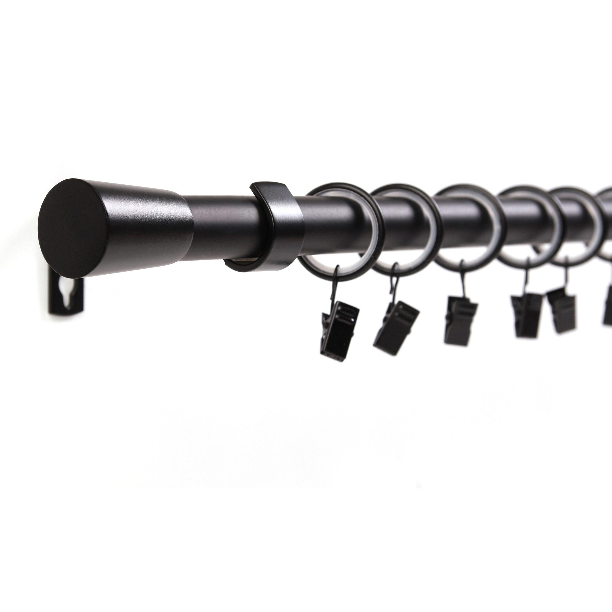 Deco-Raum Gardinenstange Liya, Ø 19 mm, 1-läufig, kürzbar, Wunschmaßlänge, verschraubt, Komplett-Set mit Ringen und Klammern,Befestigungsmaterial