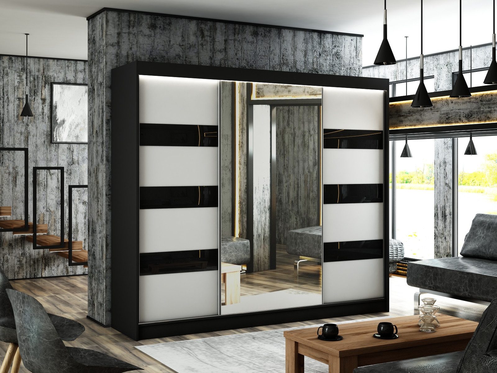ALTDECOR Schiebetürenschrank LOSTE (Kleiderschrank Garderobenschrank mit günstig online kaufen