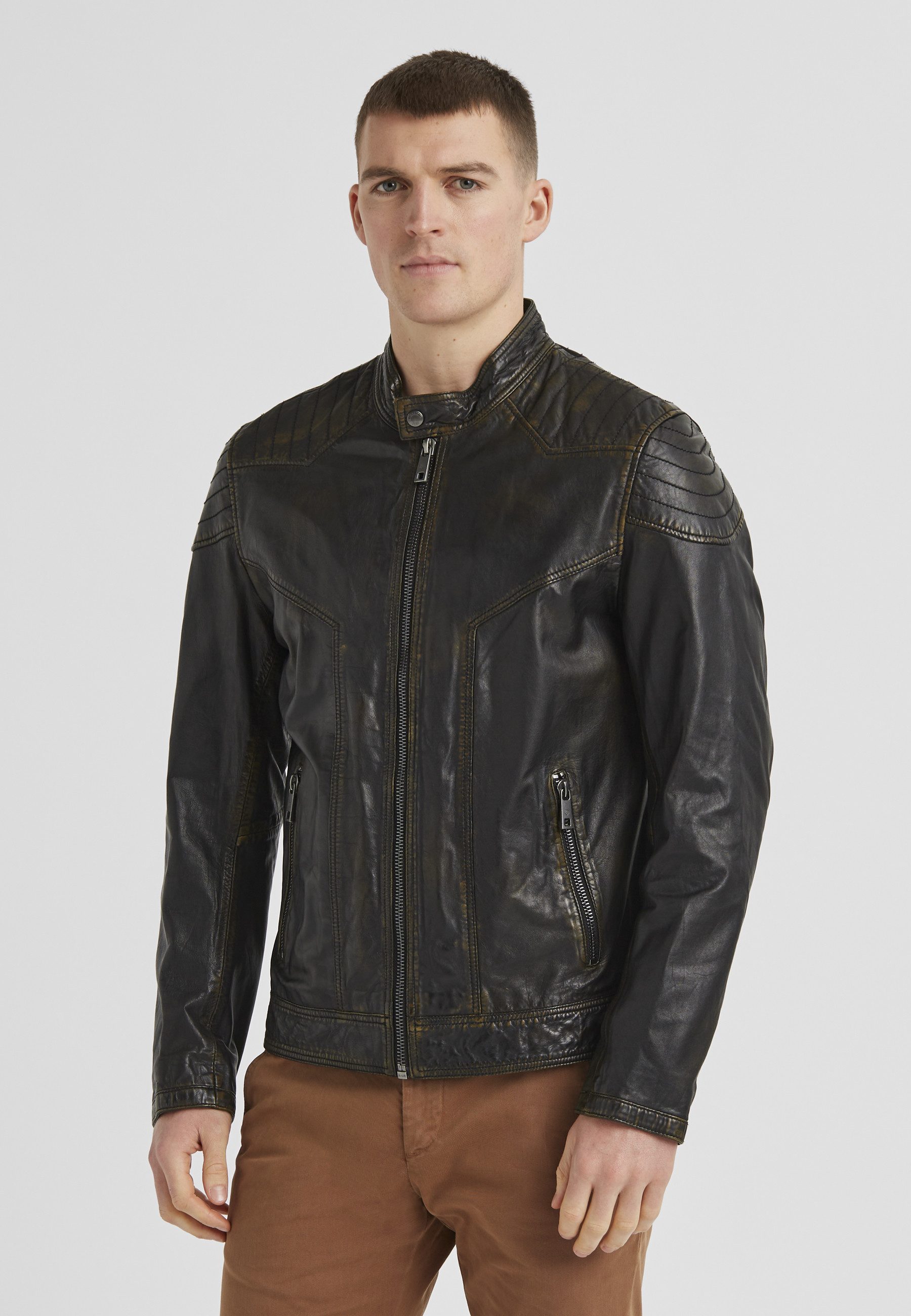 Milestone Lederjacke MSArlington Herren Bikerjacke Jacke Leder