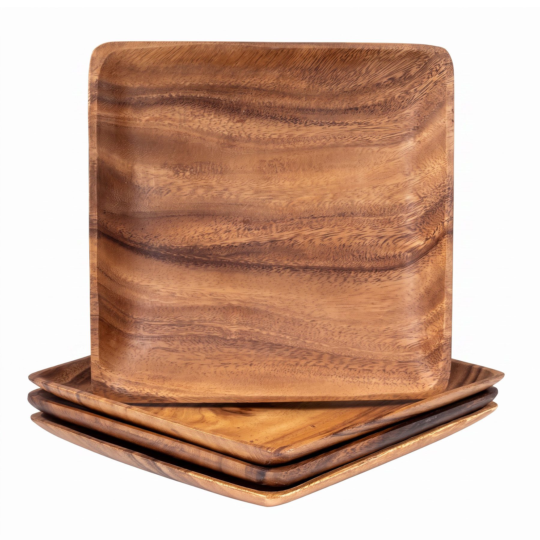 Levandeo® Teller, 4er Set Teller aus Akazienholz 25x25cm Holzteller Dekoschale Tischdeko
