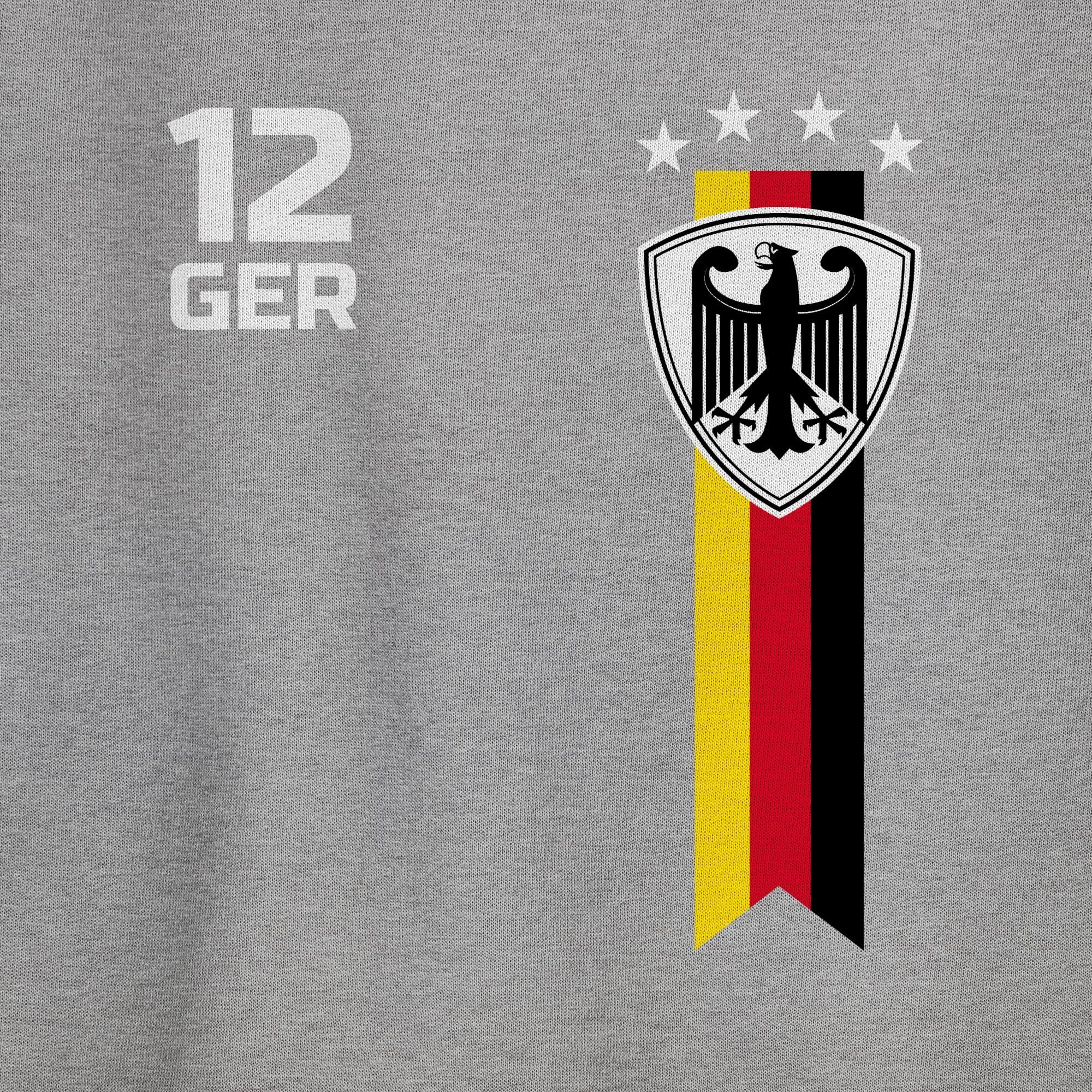 WM Fan Fussball meliert 2024 Shirtracer Sweatshirt (1-tlg) Deutschland 2 EM Grau