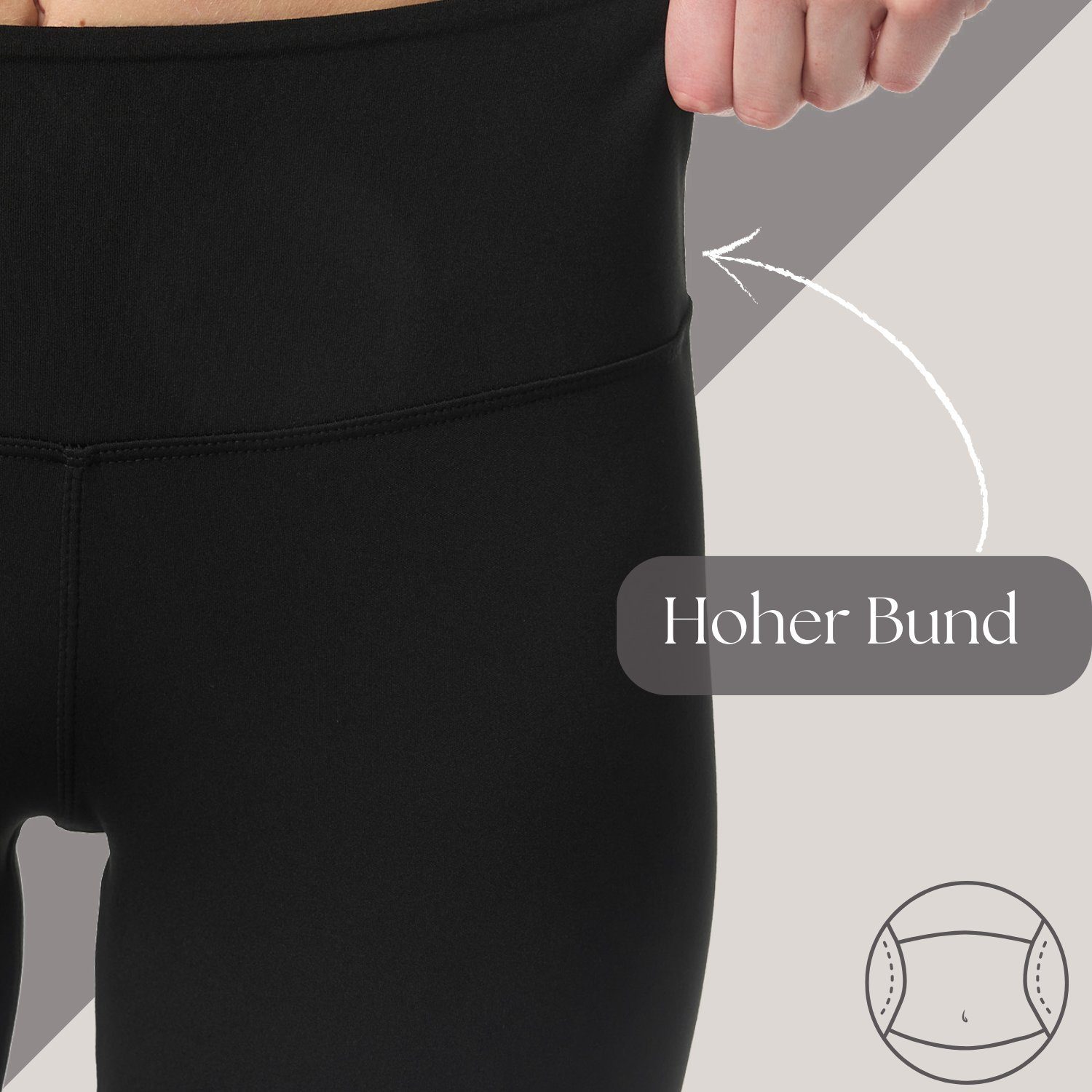 Thermo Damen Schwarz Leggings Winter ohne Kuschelig Strumpfhose Warm mit Thermoleggings Elastisch High Fleece Waist Sport Gefütterte Frentree für Taschen