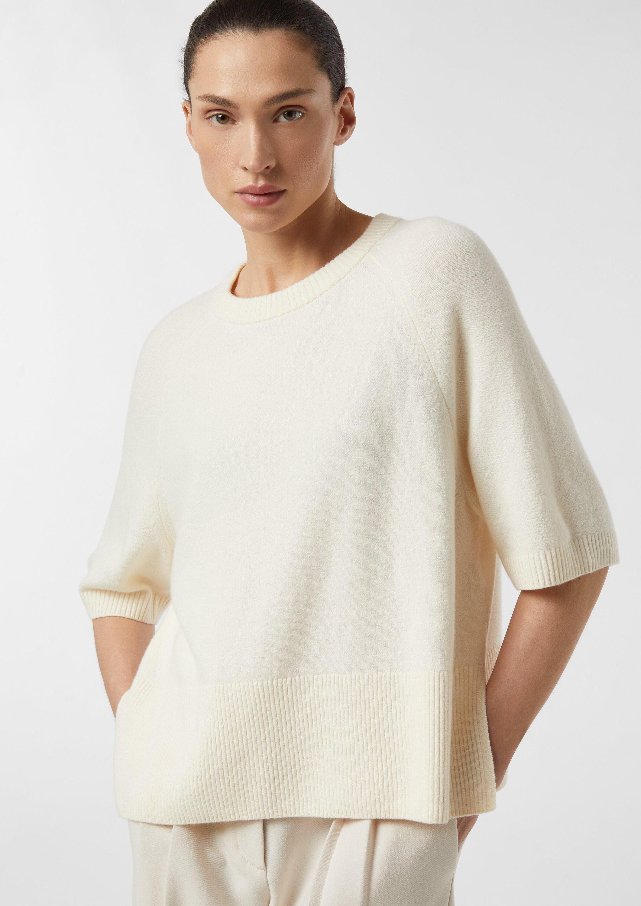 comma Kurzarmpullover Strickpullover Feinstrickpullover mit Halbarm günstig online kaufen