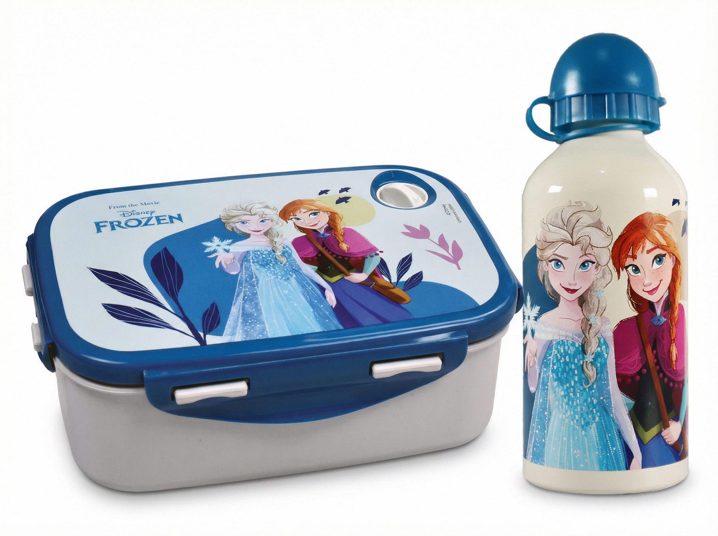 Disney Lunchbox Disney Die Eiskönigin 2 tlg Kinder Lunch Set Brotdose Alu Trinkflasche, (2-tlg., Spar-Set)