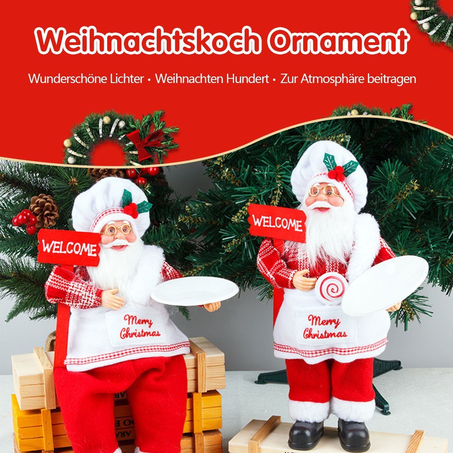 Chef Weihnachten Weihnachtsdekoration Puppe Figurinen MAGICSHE Sitzen Dekorationen, Weihnachtsmann