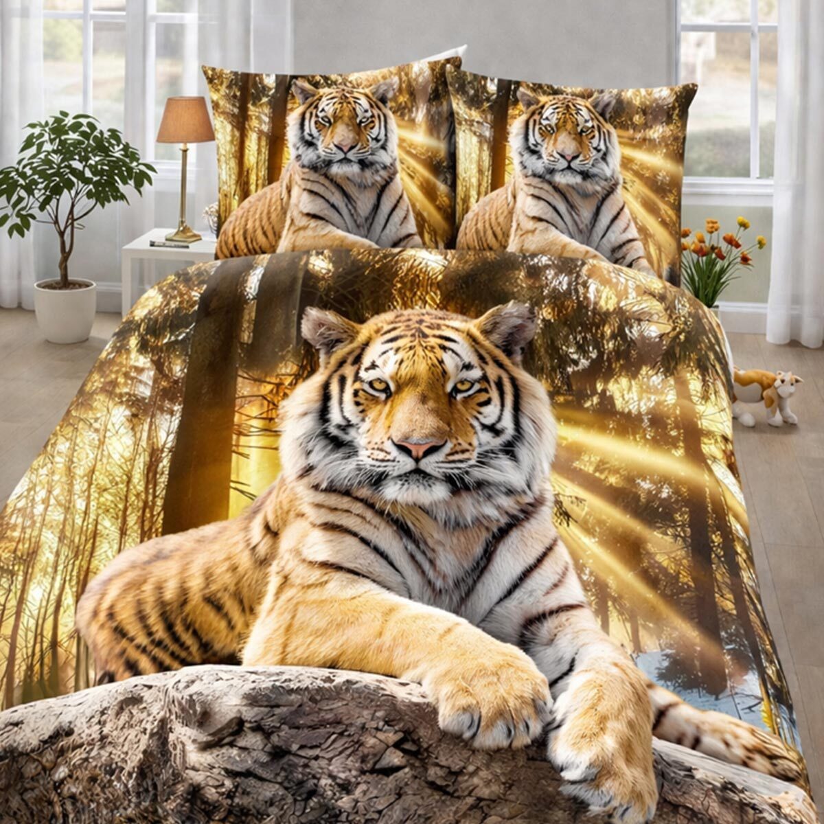 TRAUMSCHLAF Bettwäsche Tiger, Renforce, 2 teilig, herrliches Design in strapazierfähiger Qualität