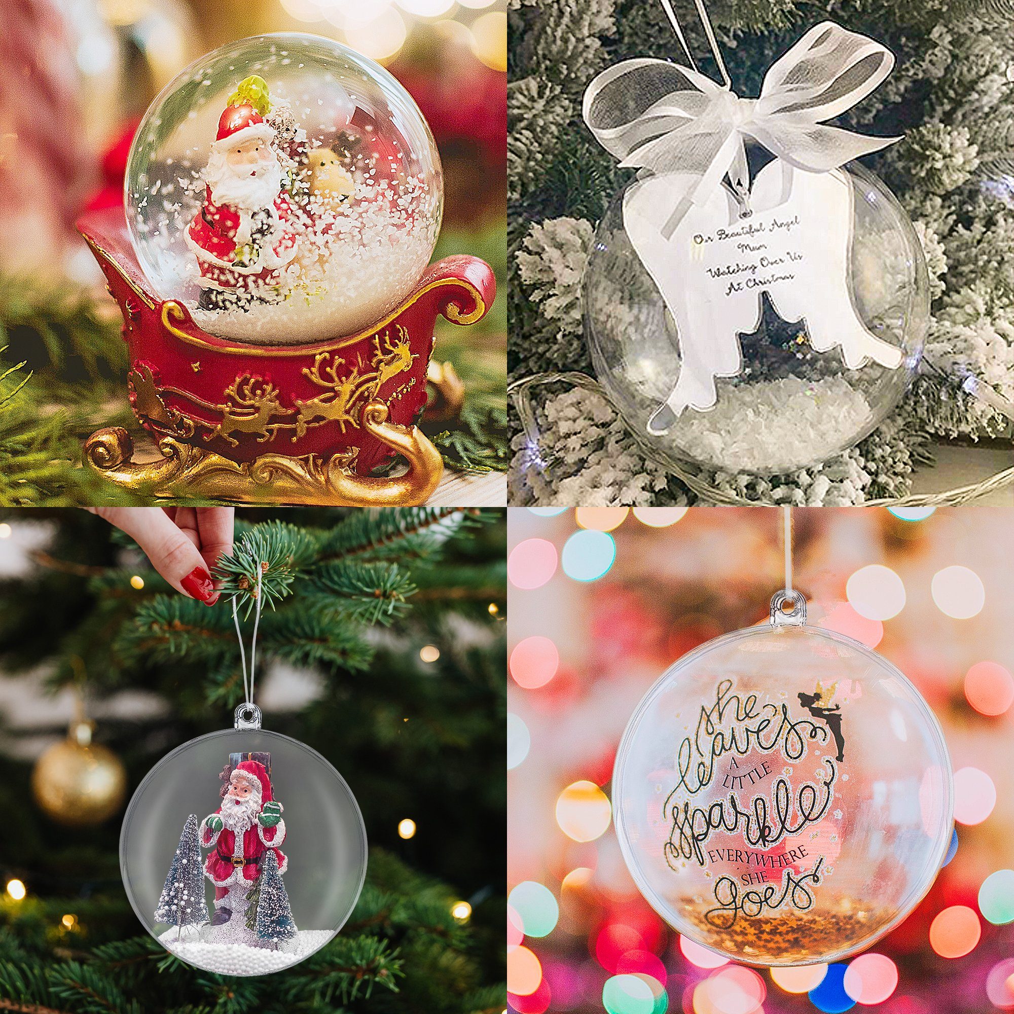 Christbaumschmuck Durchsichtig Kunststoffkugeln für 15tlg Homewit (1-tlg), Weihnachtsbaum/Decoration/Hochzeit/Geburtstag/Party Weihnachtskugeln Befüllbare Hänger