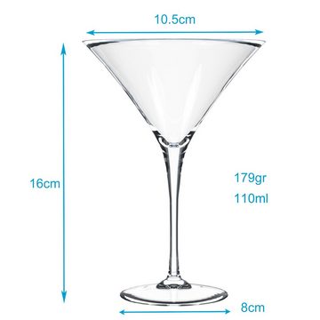 Intirilife Cocktailglas, Glas, 6x kristallklares Cocktailglas mit 145 ml Volumen für Bar und Partys