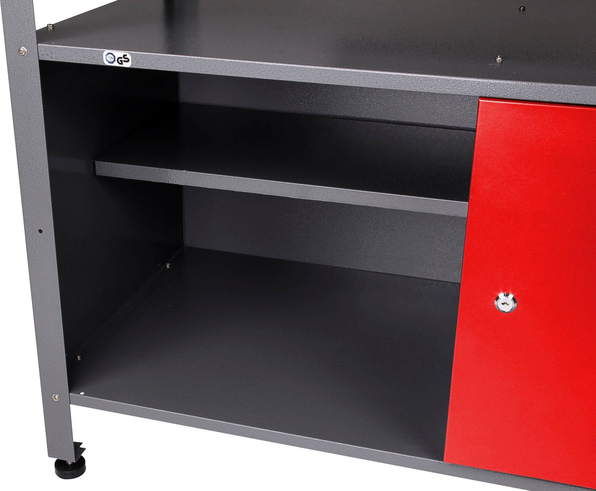 ONDIS24 Werkstatt-Set, inkl. Werkbank, Werkzeugschrank, Lochwand & 22-tlg. Hakenset