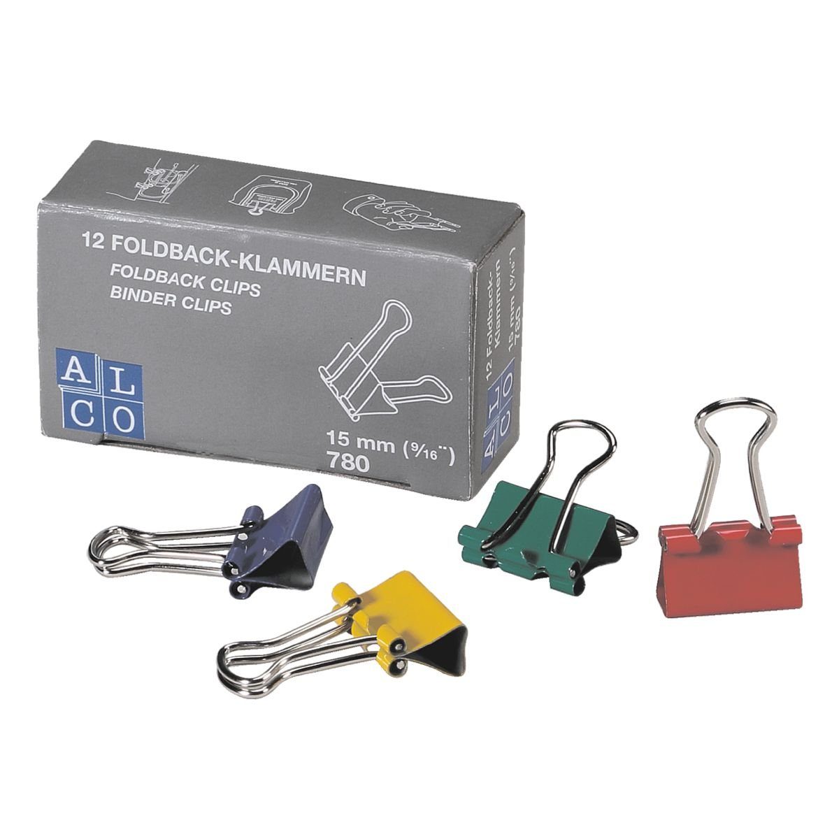 Alco FoldbackKlammern 15 mm, mehrfarbig, 12 Stück OTTO