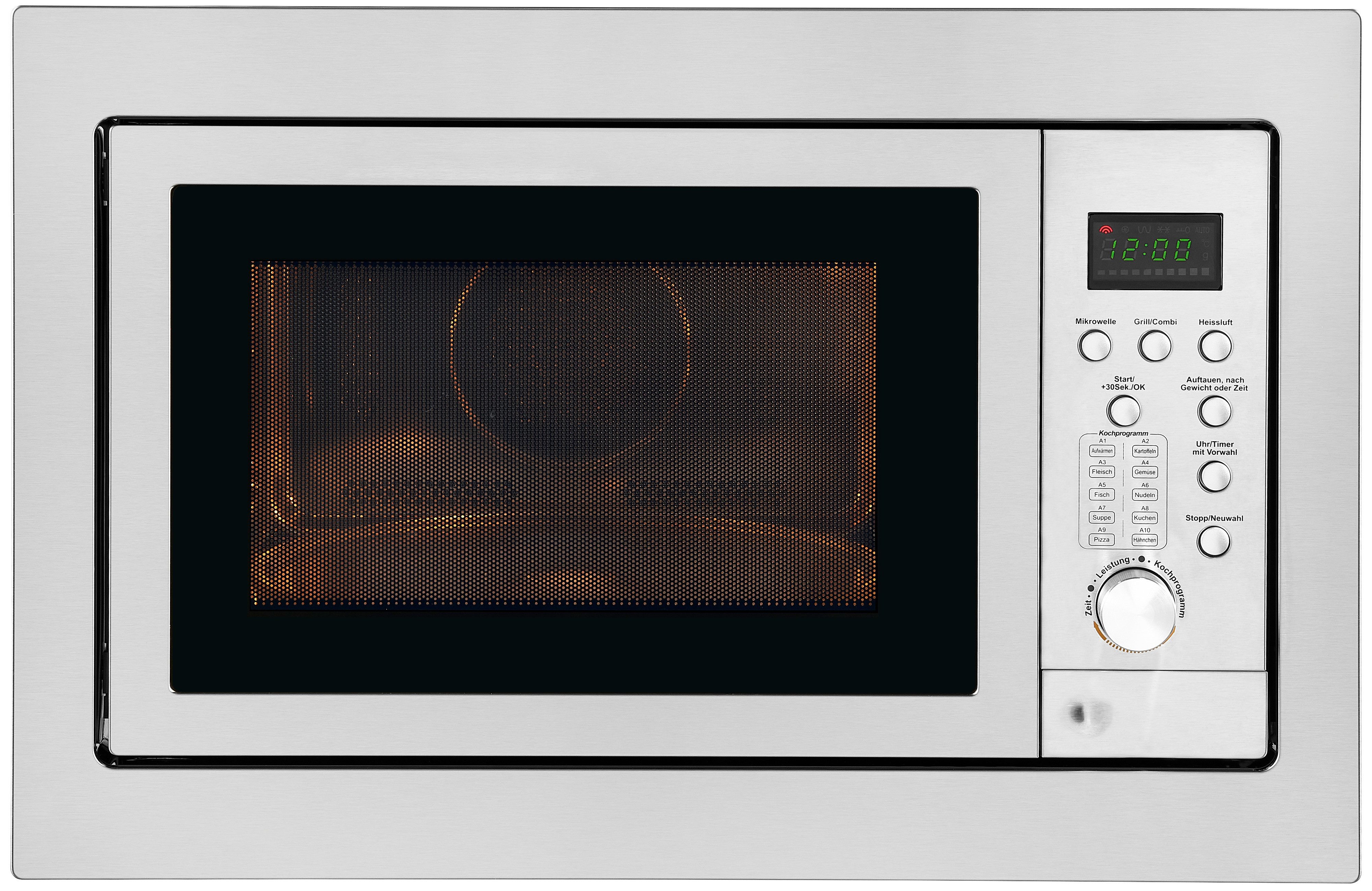exquisit Einbau-Mikrowelle, Heißluft, Grill, Kombi-Funktionen, 25,00 l, digitaler Timer, 10 Automatikprogramme