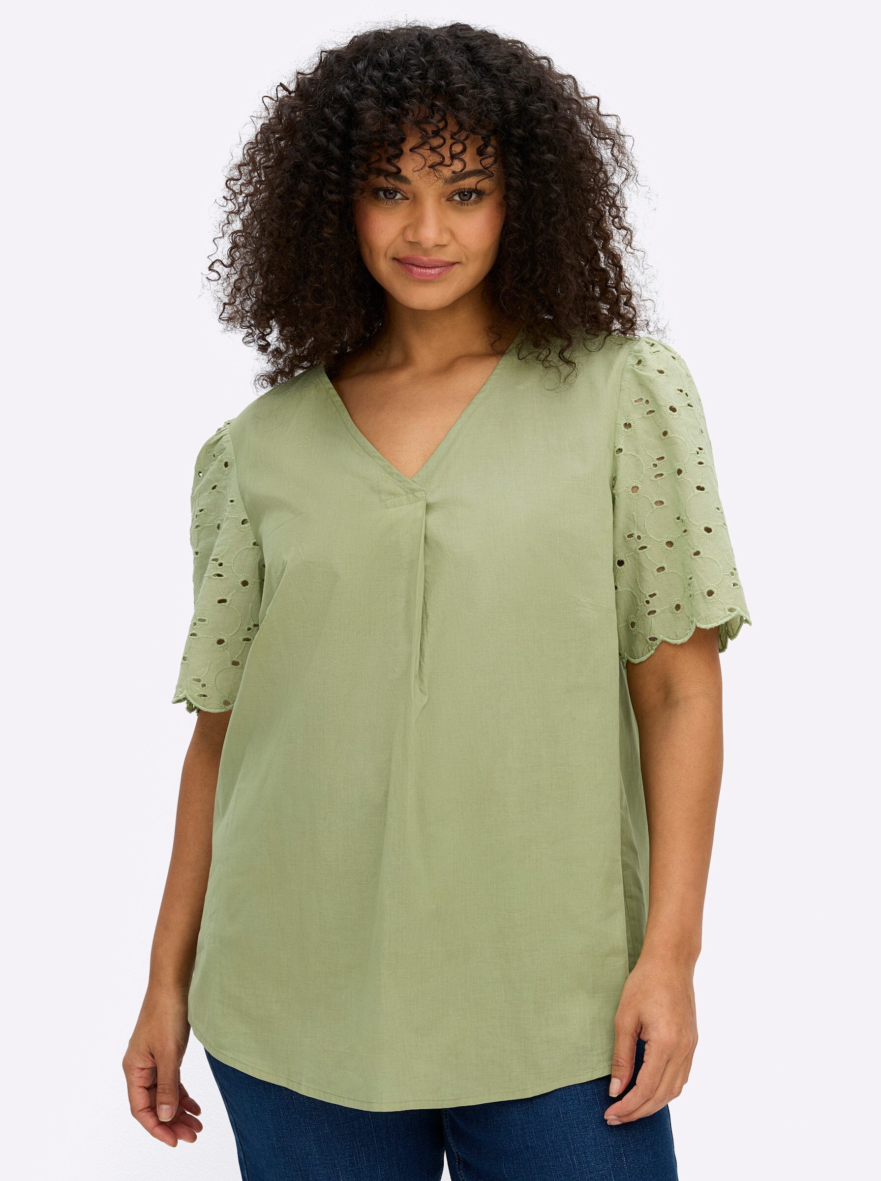 Sheego Klassische Bluse Kurzarmbluse Kurzarm günstig online kaufen