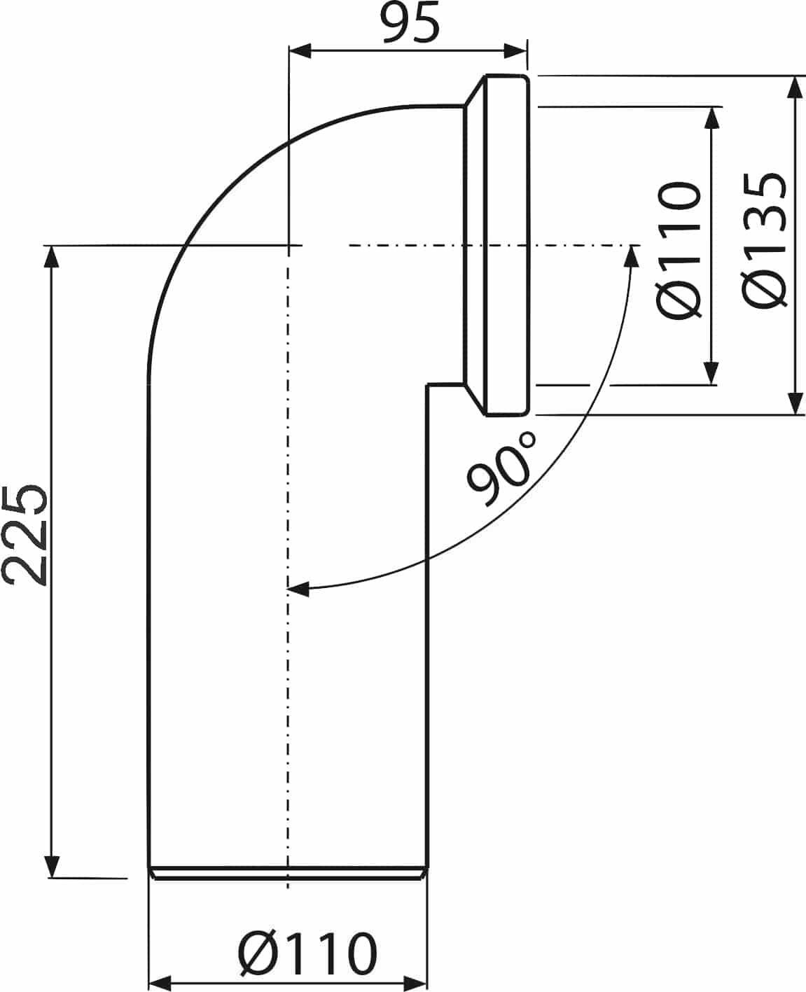 AlcaPlast WC-Anschlussbogen, AlcaPlast Universal WC Anschluß Rohr aus PP (Polypropylen)