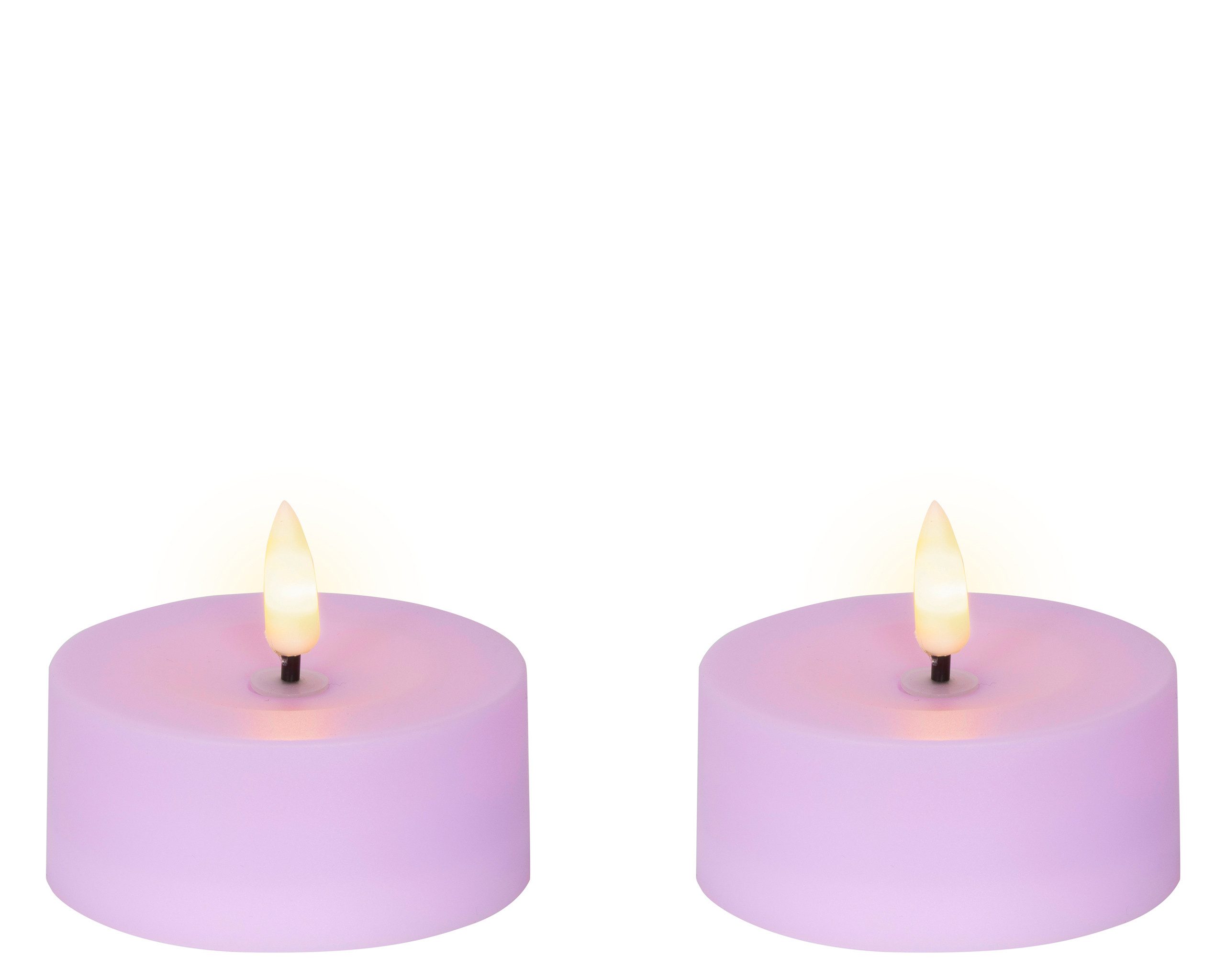 Lumineo LED-Kerze, Solar LED Teelicht Outdoor 7x3,2cm Kunststoff Helllila / Warmweiß