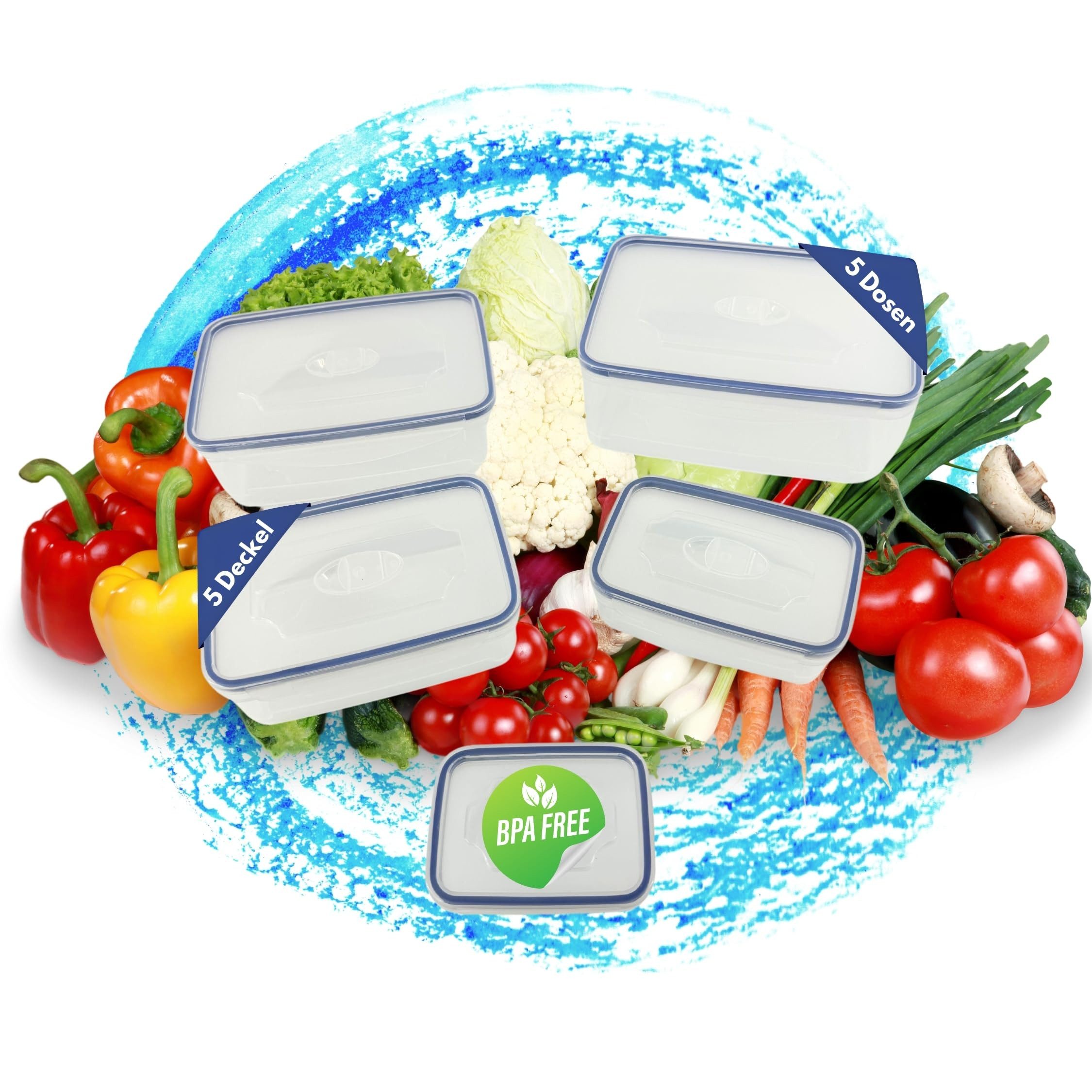 TronicXL Frischhaltedose Frischhaltedosen Set Dosen mit Deckel Klick Vorratsdose Klick BPA Frei, Kunststoff, Obst Gemüse Fisch Fleisch Gefrierdosen