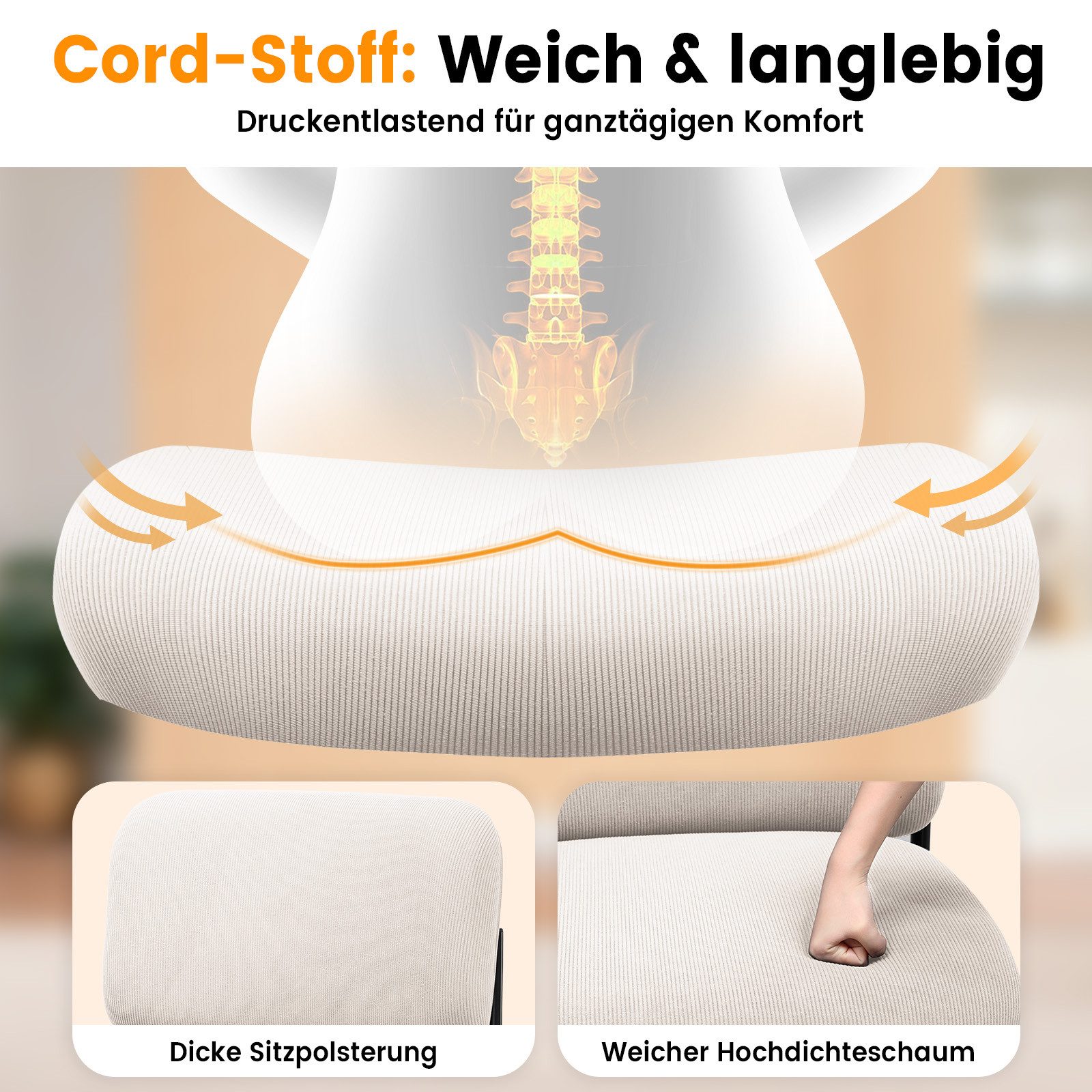 LUCKRACER Loungesessel Relaxsessel Ohrensessel, Polsterstuhl mit Metallbeinen, Einzelsofa, für Wohnzimmer/Schlafzimmer/Garten