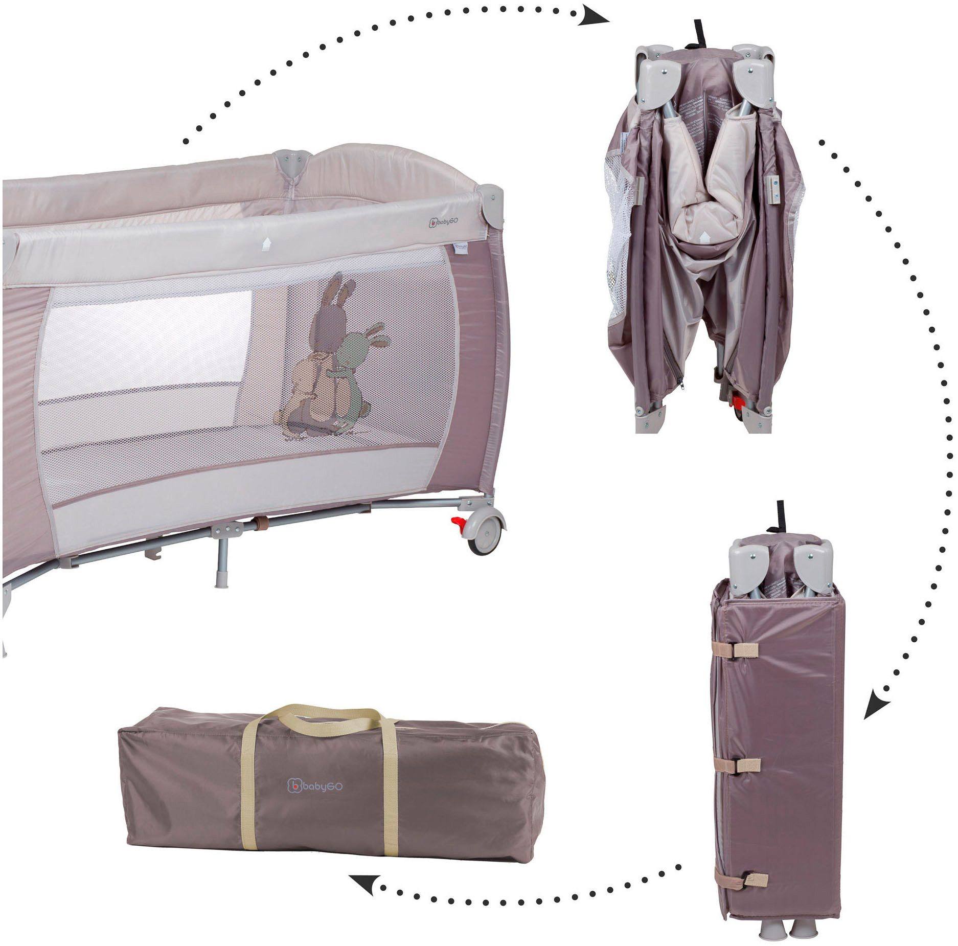 BabyGo Baby-Reisebett Sleeper Deluxe, beige, mit Musik-Mobile – Bild 5 von 5