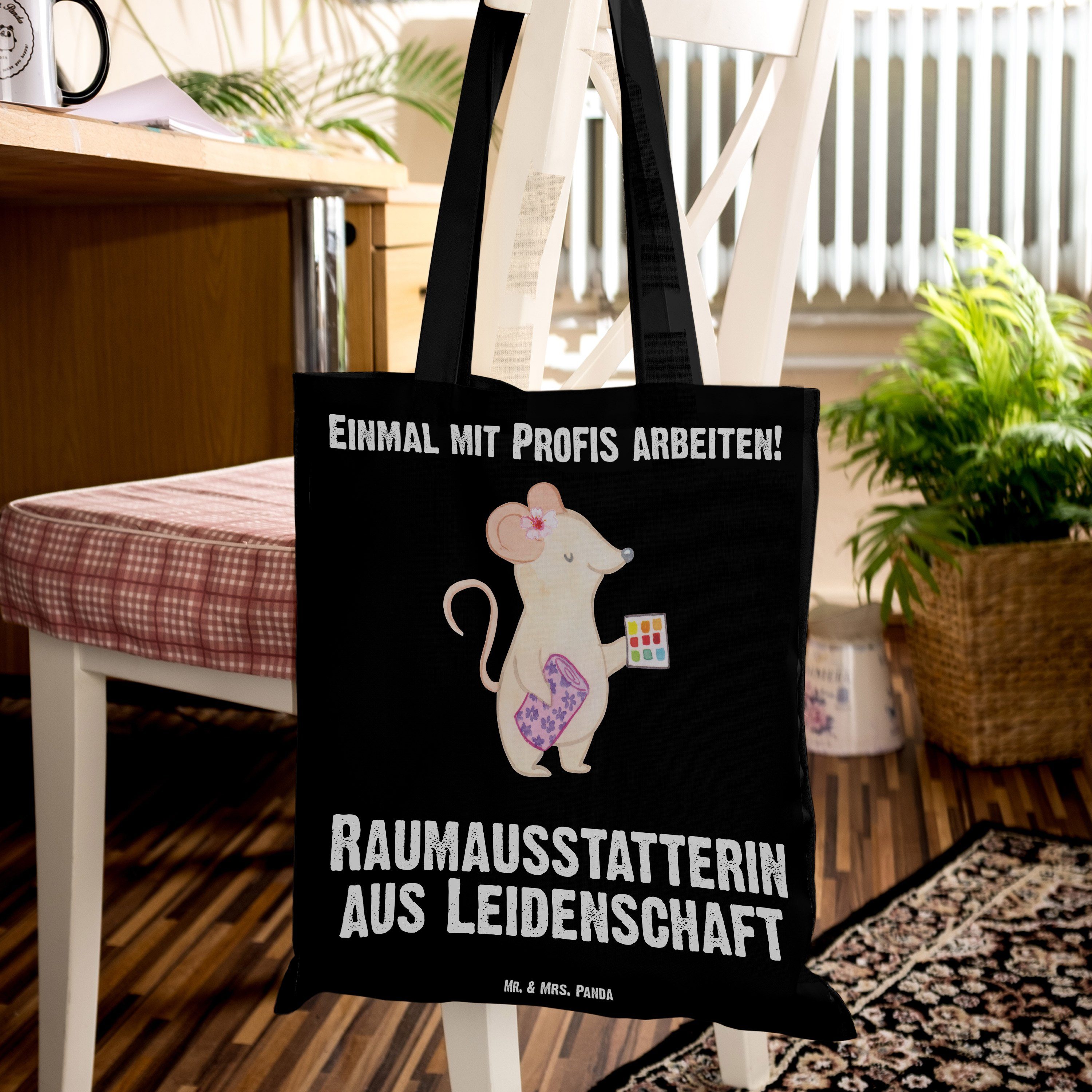 Mr. & Mrs. Tragetasche Firma, Raumausstatterin aus Geschenk, - Schwarz Rente, - (1-tlg) Panda Leidenschaft