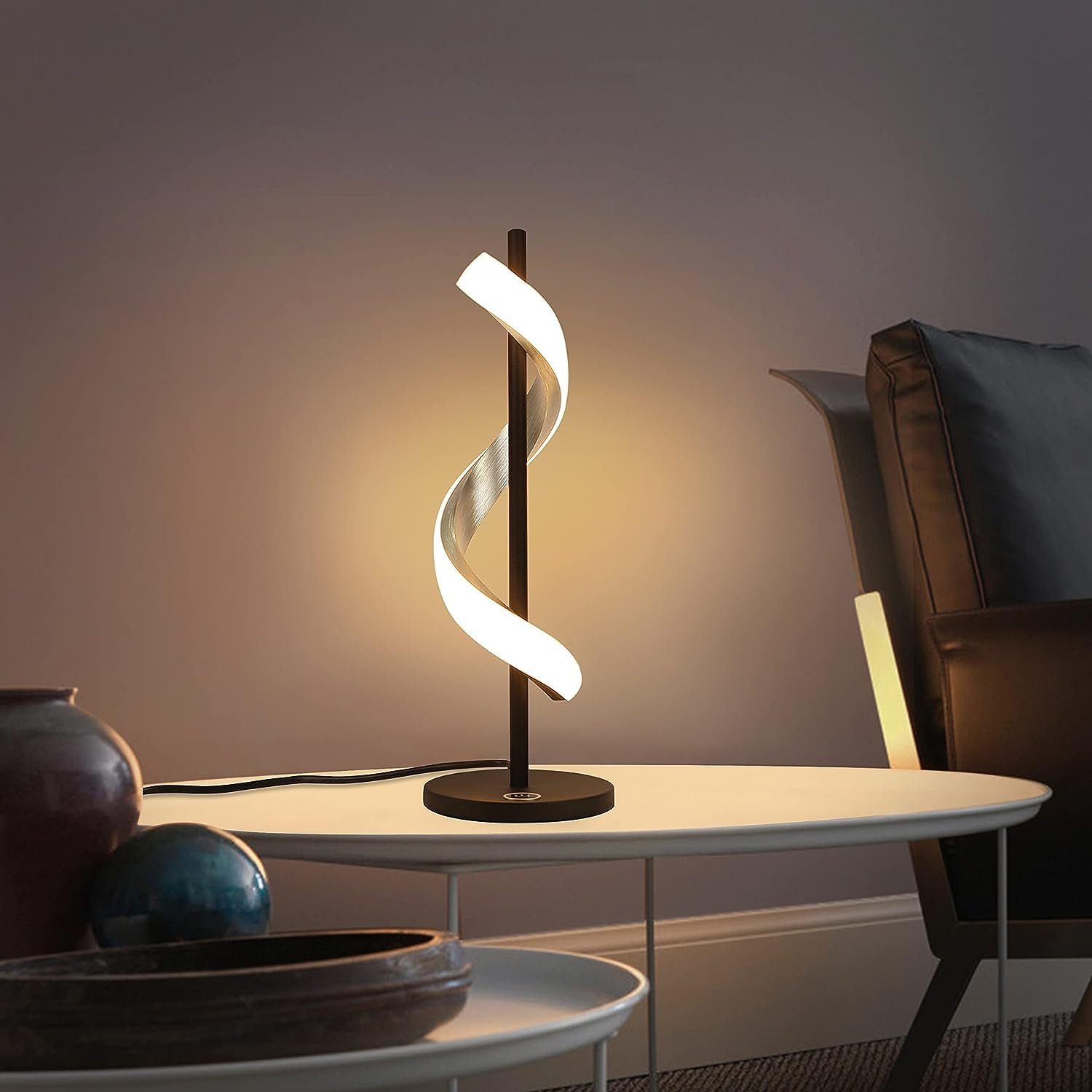 Nettlife LED Schreibtischlampe Modern Kabel Meter, wellenförmigem Design LED Nachtlicht 2,1 fest mit Dimmbar Warmweiß, integriert