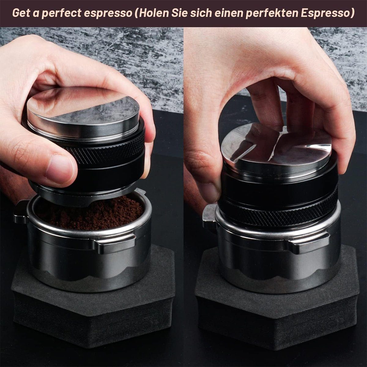Edelstahl-Kaffeepresse, Espressopresse 51/53/58mm verstellbare Welikera Kaffeeservice (51-tlg)