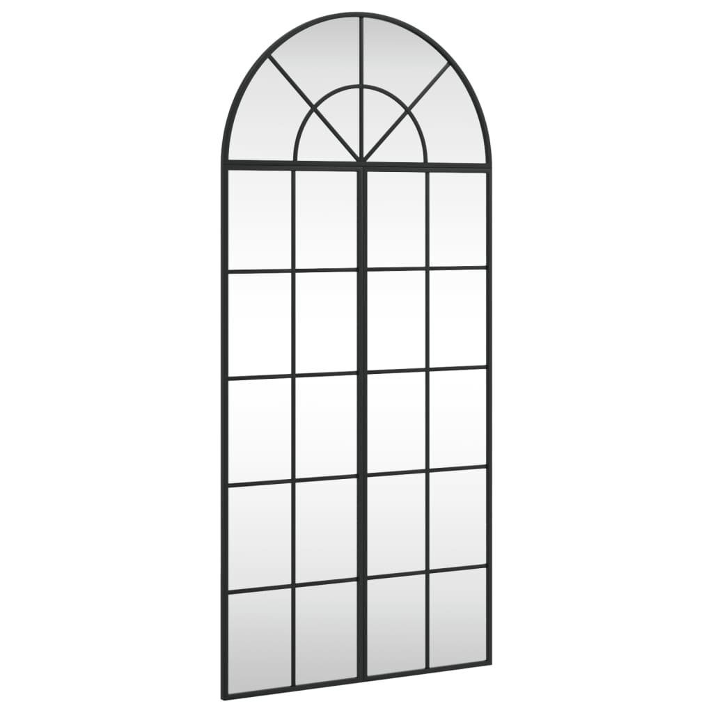 Spiegel Wandspiegel Schwarz 60x130 cm Gewölbt Eisen