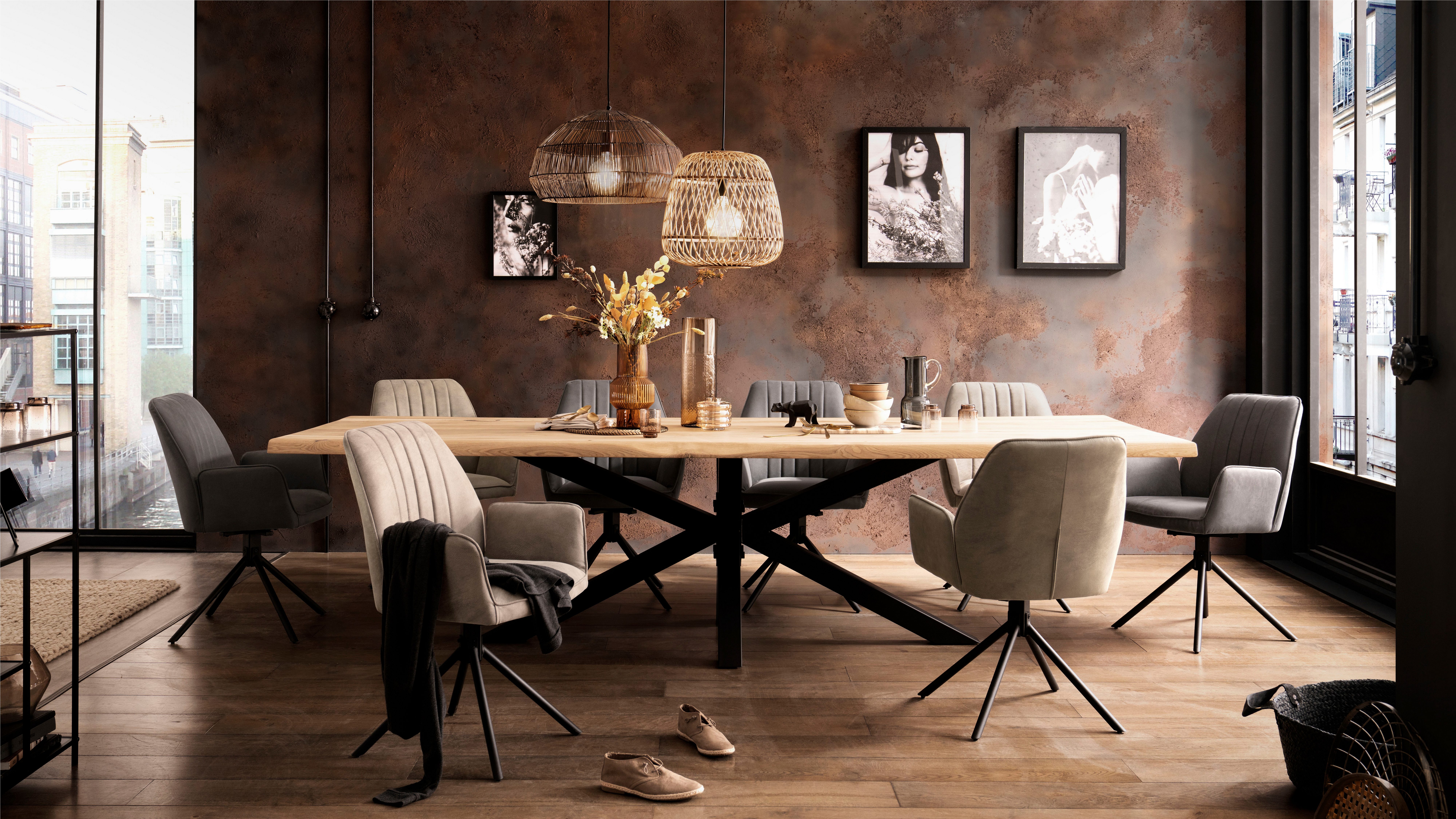 Home affaire Esstisch Tristan, Massivholz Wildeiche mit echter Baumkante günstig online kaufen