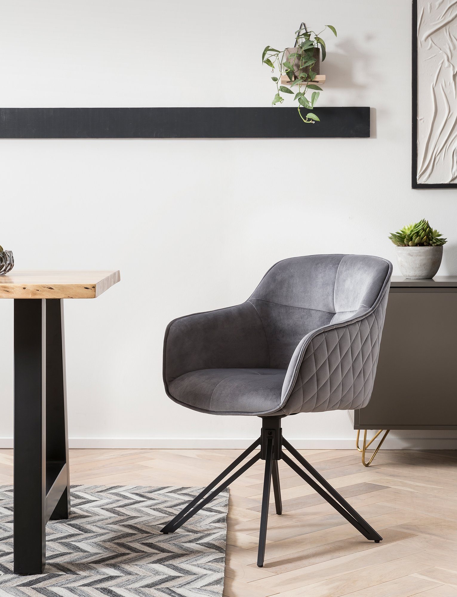 SalesFever Armlehnstuhl, mit 360° Drehfunktion Grau | Grau | Stühle
