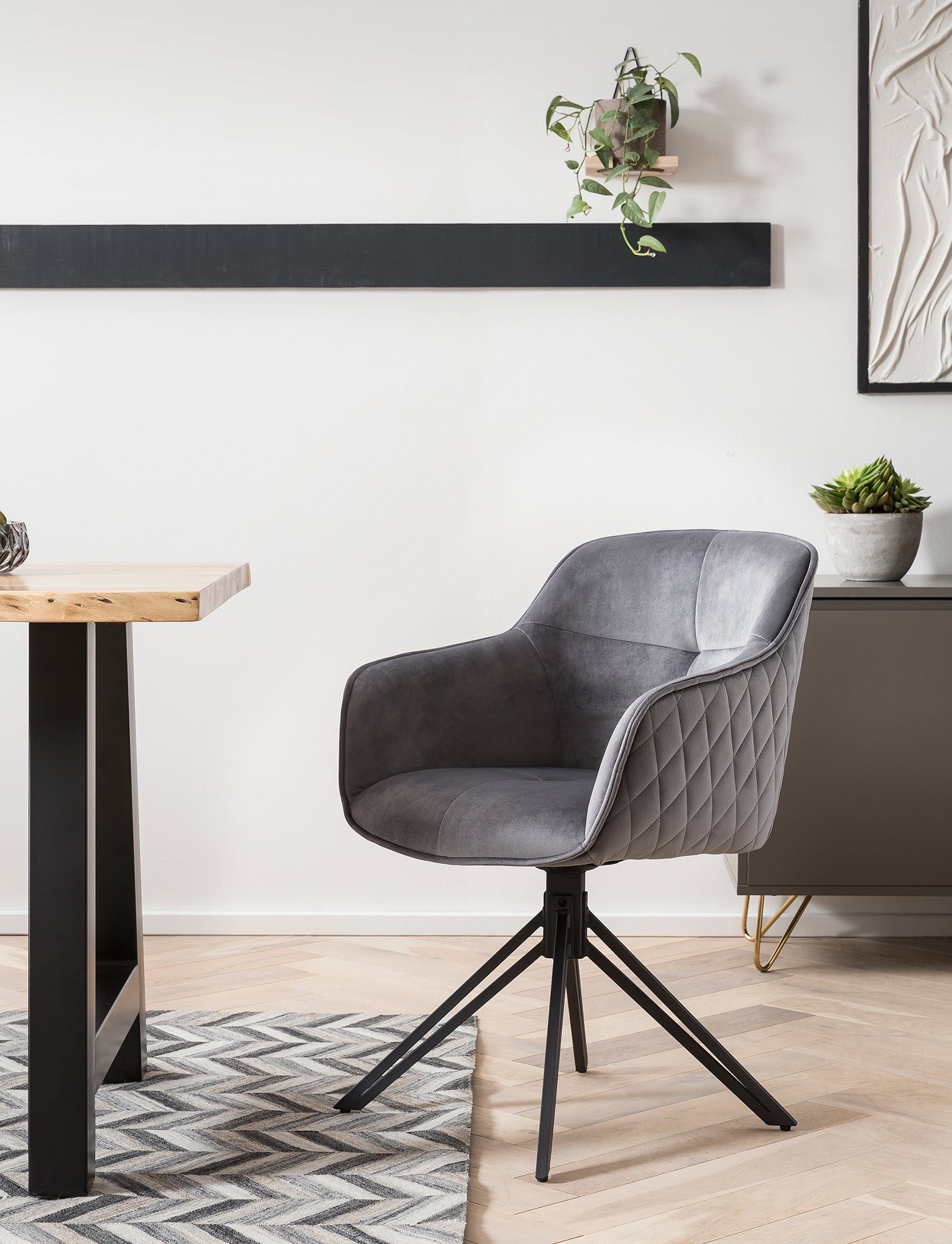 SalesFever Armlehnstuhl Stilvoller Esszimmerstuhl, mit 360° Drehfunktion – Bild 2 von 5