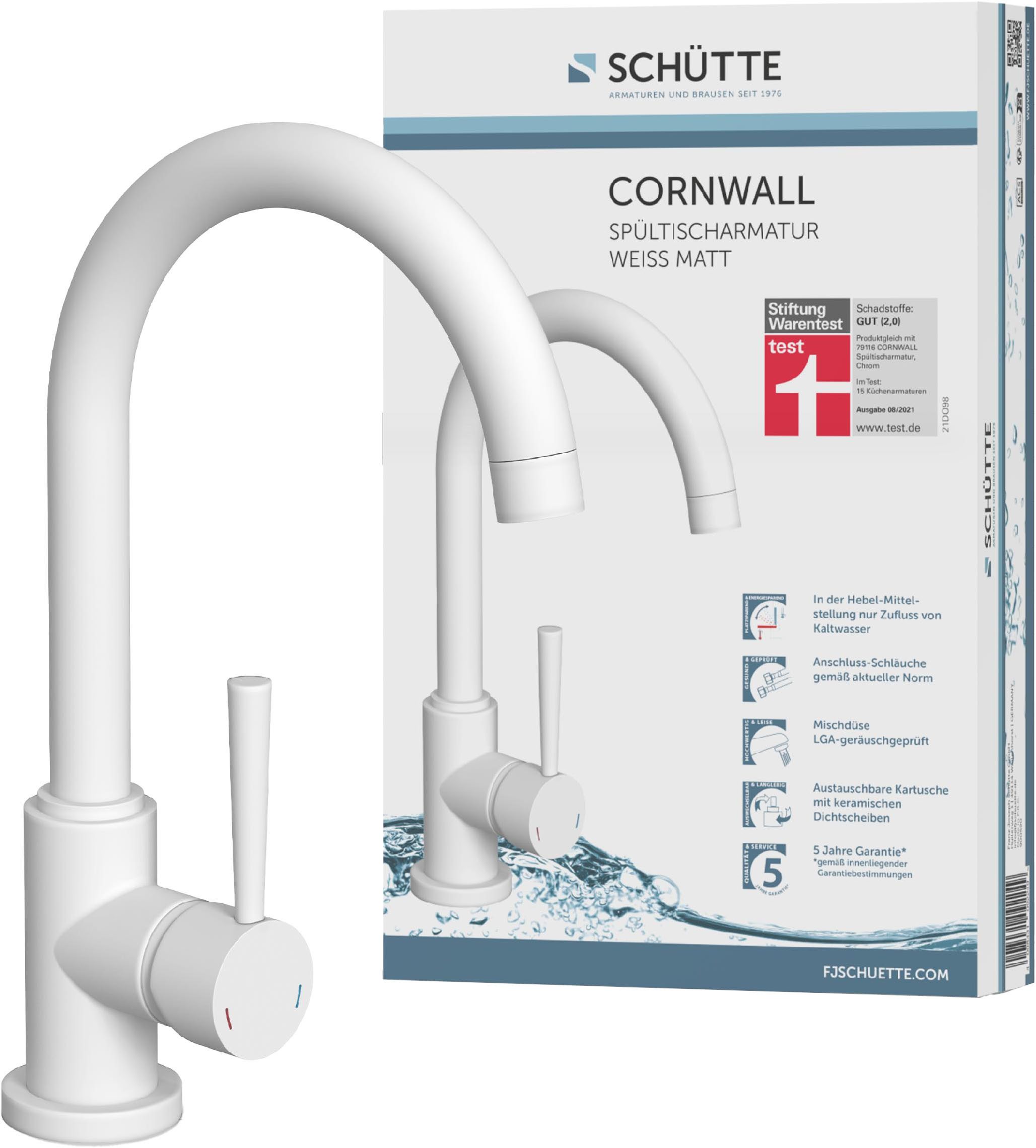 Schütte Spültischarmatur CORNWALL praktische Cold-Start-Funktion zum günstig online kaufen