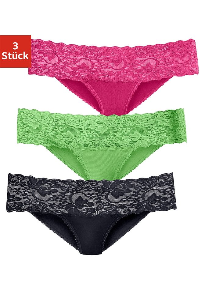 Vivance Brasil-Slips (3 Stück) mit Spitze, »Cotton made in ...