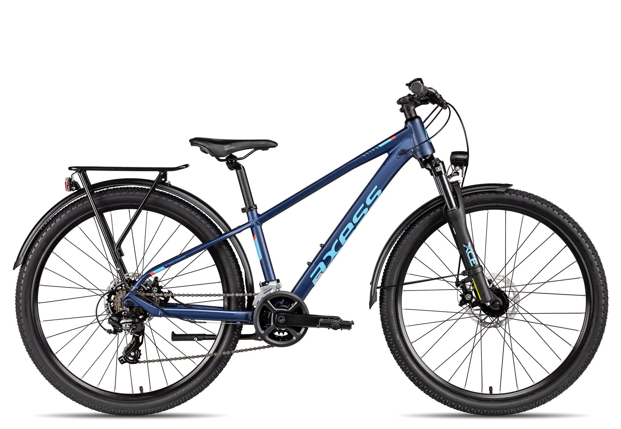 Axess Mountainbike Stipe 26 DX, 14 Gang Shimano Tourney RD-TX801 Schaltwerk, Kettenschaltung, Straßenausstattung blau