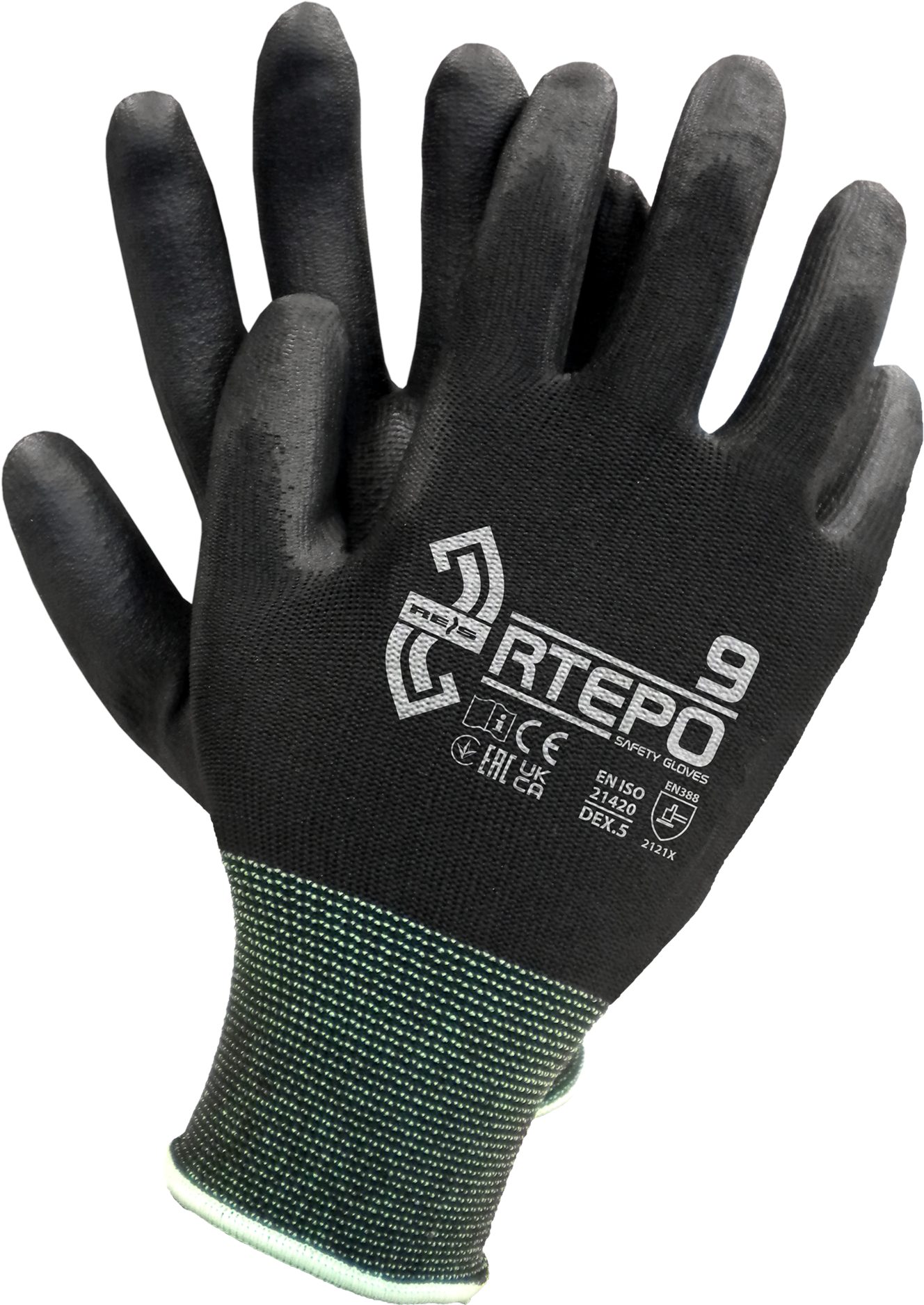 Arbeitshandschuh-Set 12 Paar Arbeitshandschuhe schwarz RTEPO Polyurethan Polyester