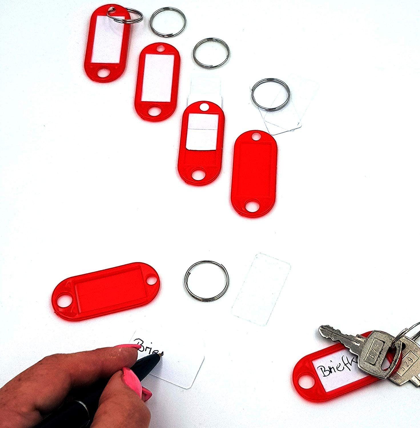 8 Schlüsselanhänger bunt beschriftbar Schlüssel Schilder Etiketten Anhänger NEU 