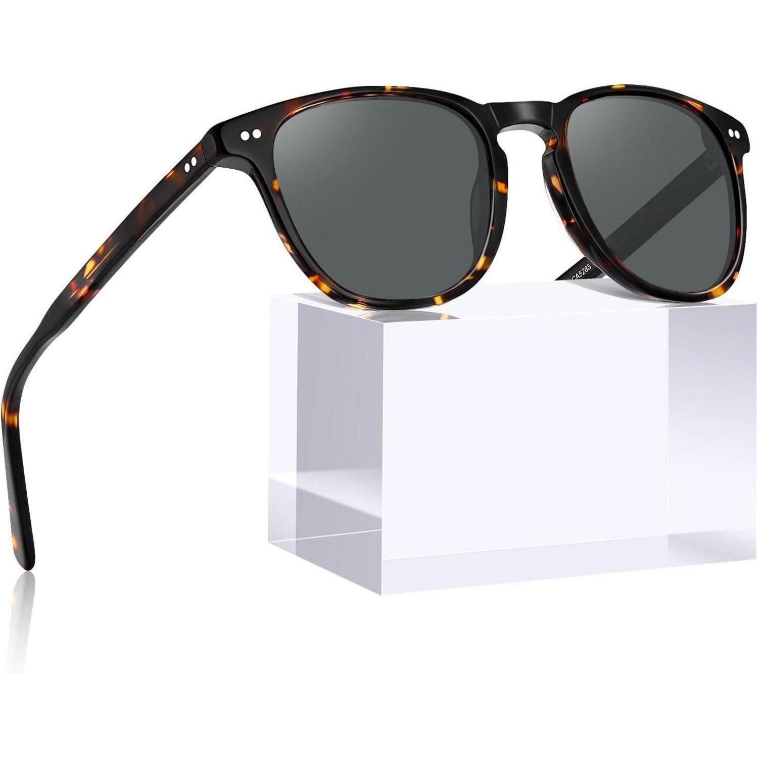 Retrosonnenbrille Sonnenbrille Damen polarisierte Acetate Rahmen Schildpatt Linsen Grau
