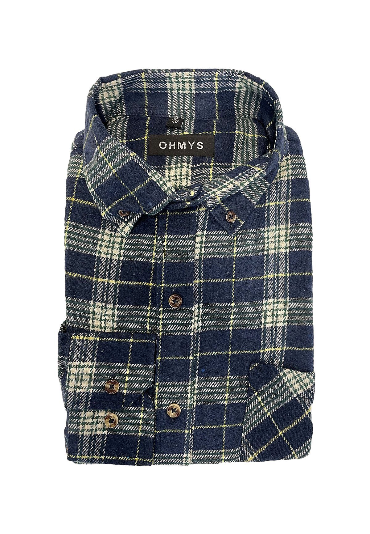 Langarmhemd Kariertes Holzfäller Flanell Karo Herrenshirt OHMYS