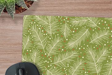 MuchoWow Gaming Mauspad Tannenzweig - Muster - Weihnachten - Winter (1-St), Mousepad mit Rutschfester Unterseite, Gaming, 40x40 cm, XXL, Großes